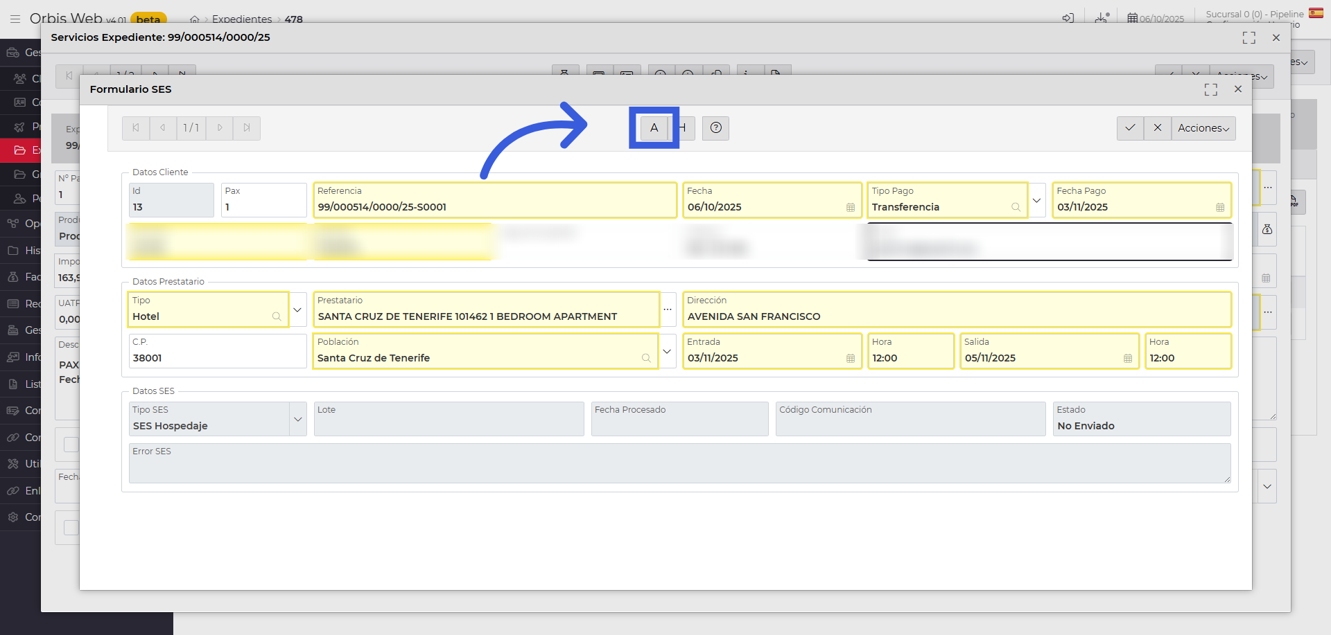 Subir a la web del SES HOSPEDAJES