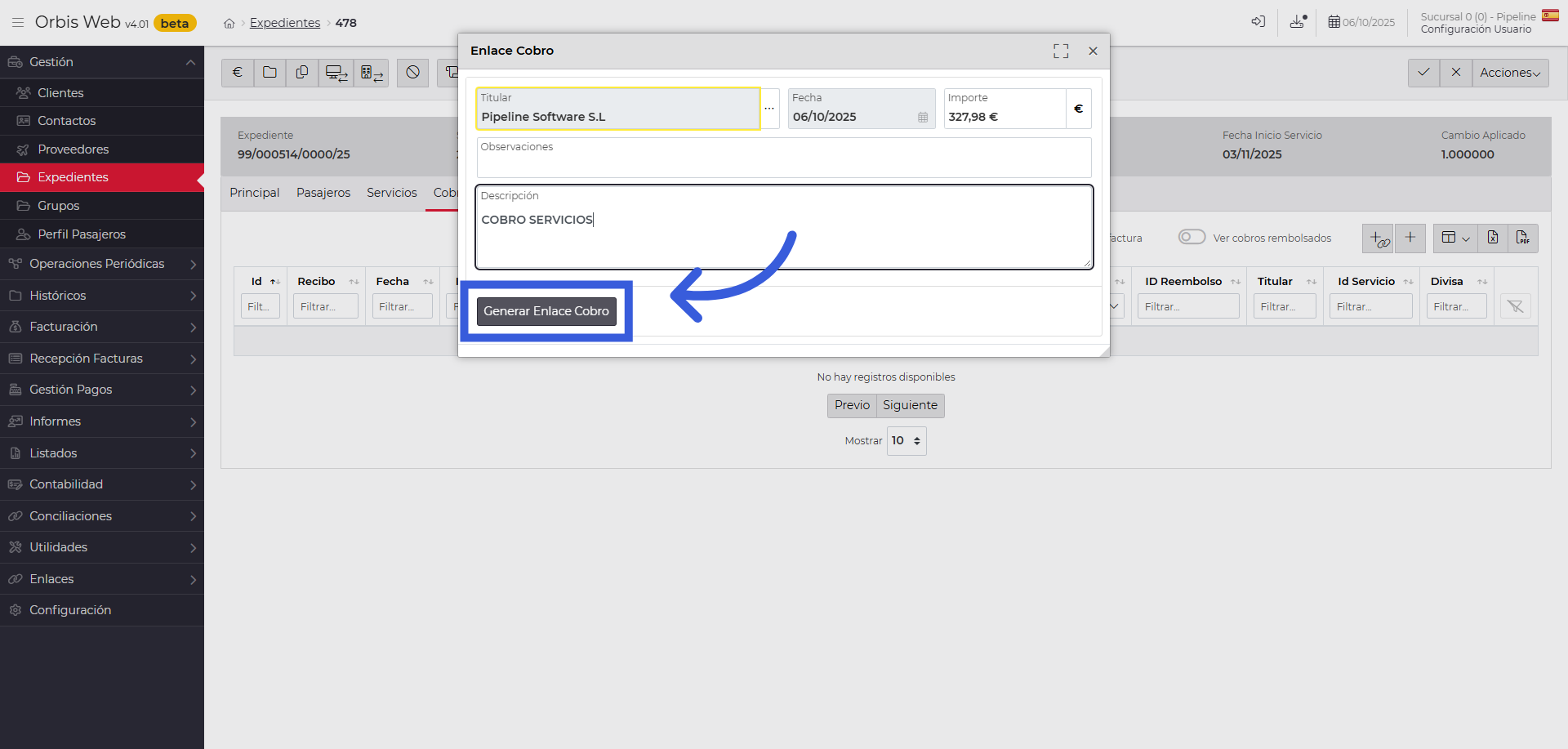 Generar enlace de cobro