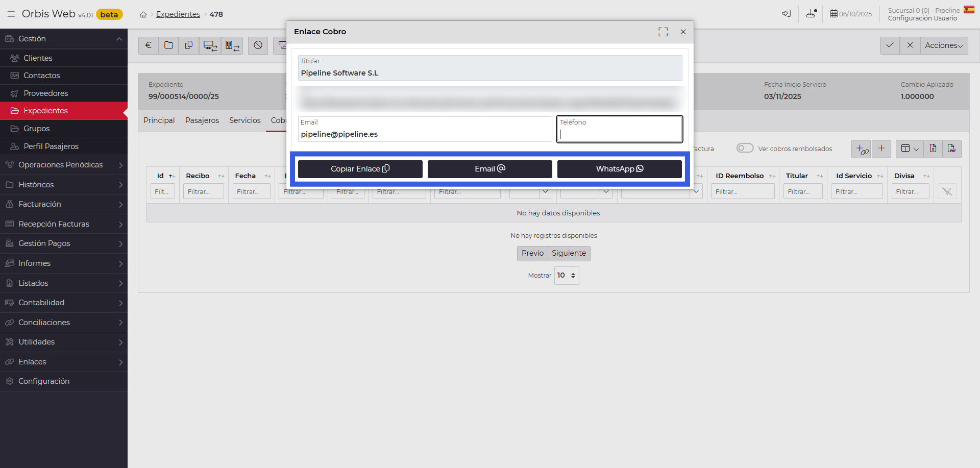 Seleccionar tipo cobro