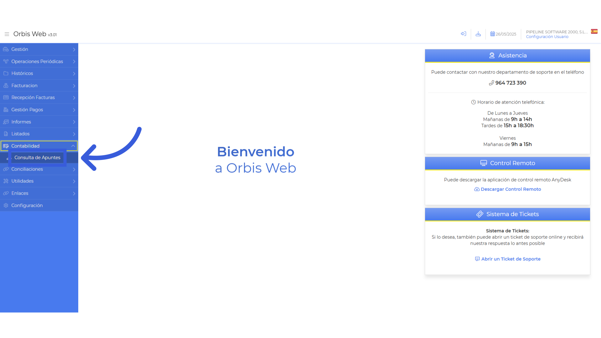 Abrir el módulo consulta de apuntes