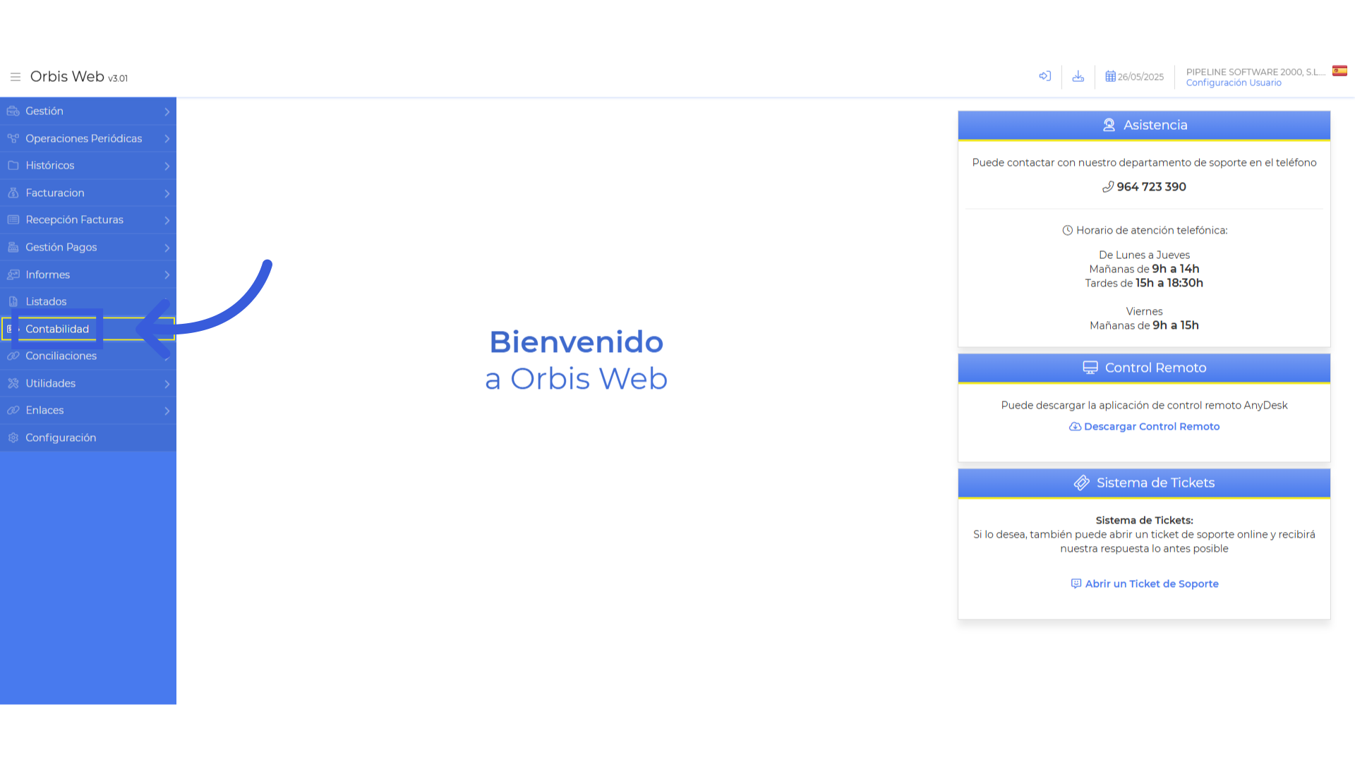 Menú contabilidad