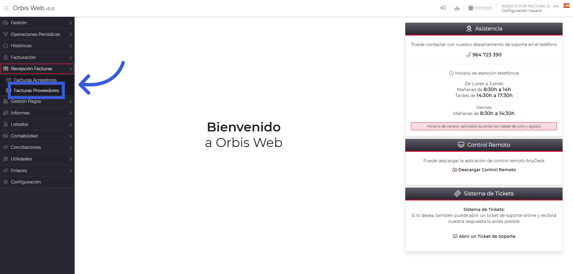 Acceder a Facturas Proveedores