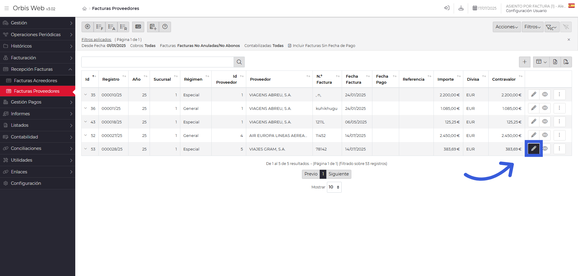 Modificar la Factura de Proveedor