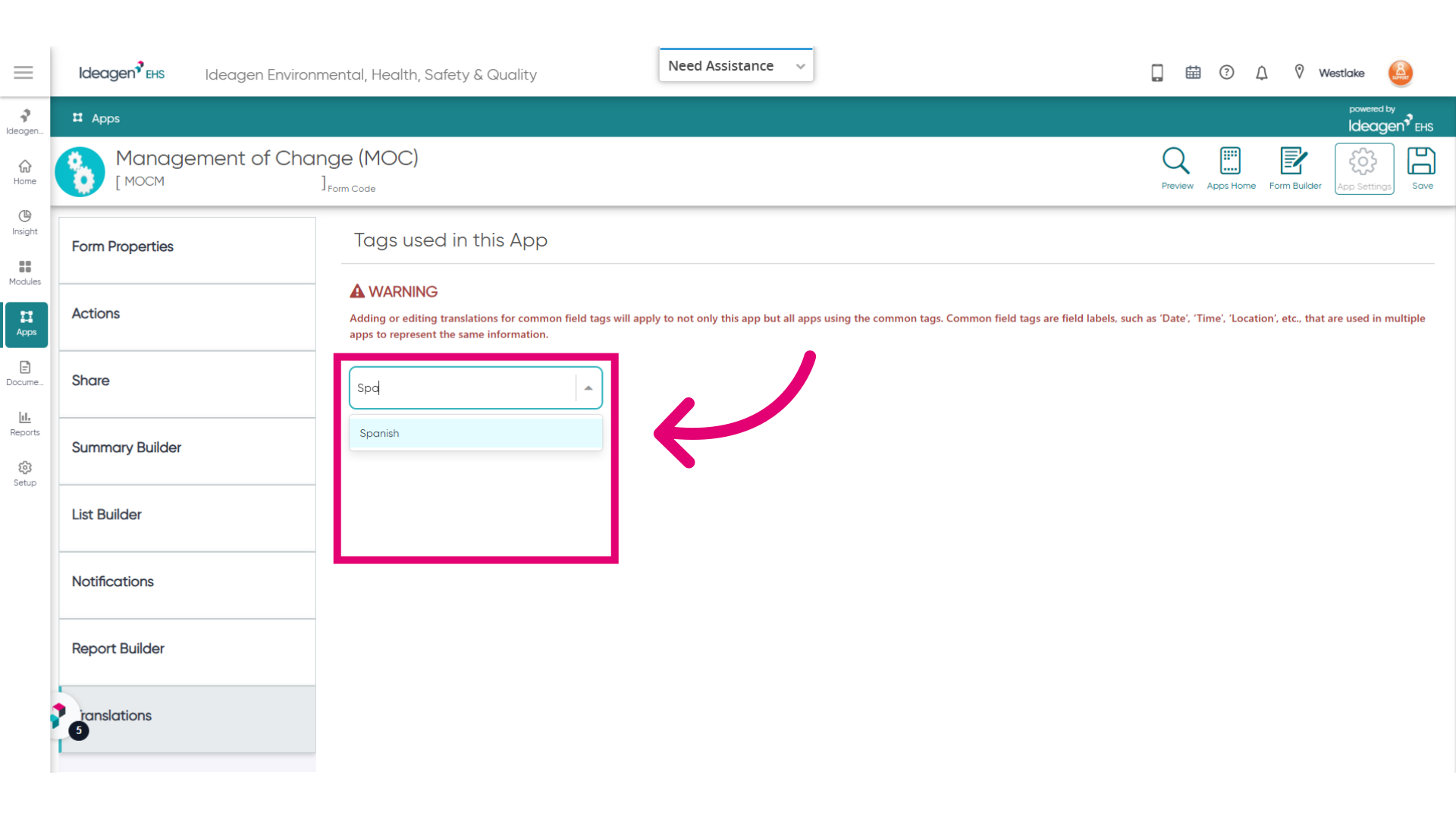 Select 'Language'