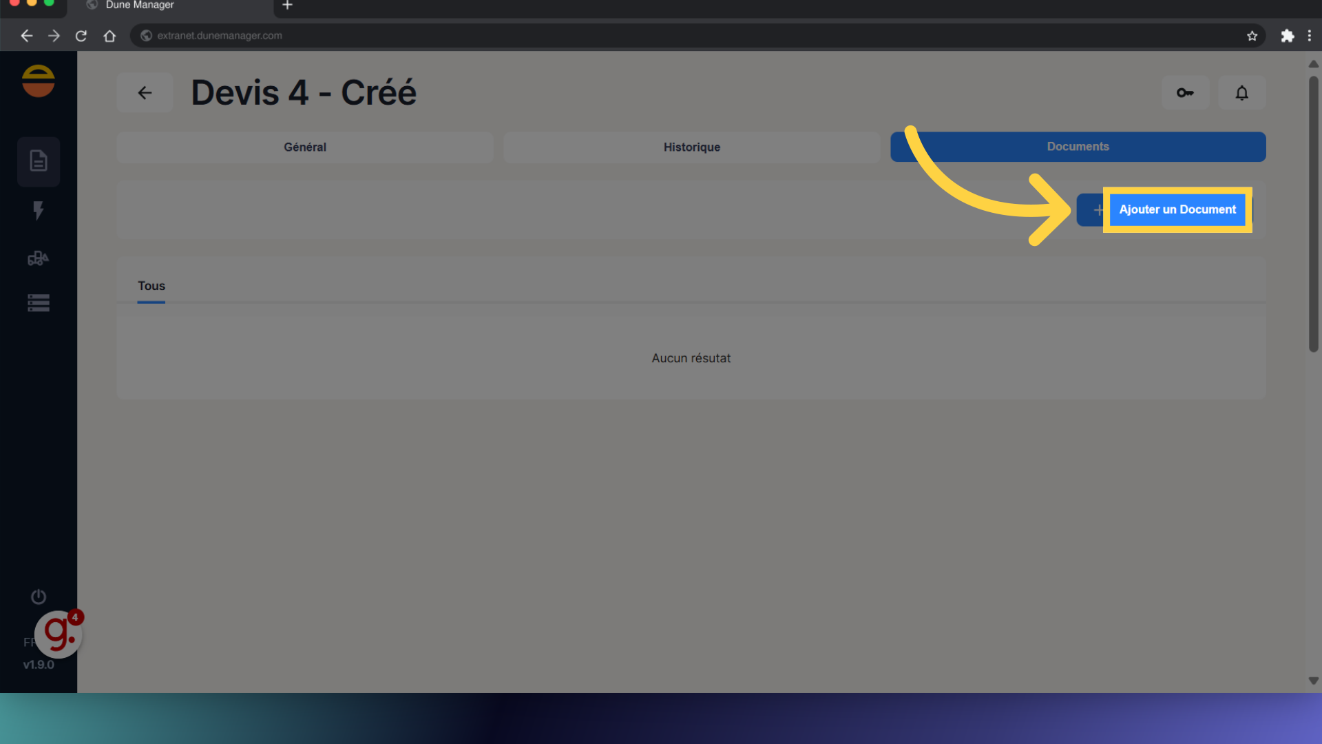 Cliquez 'Ajouter un Document'