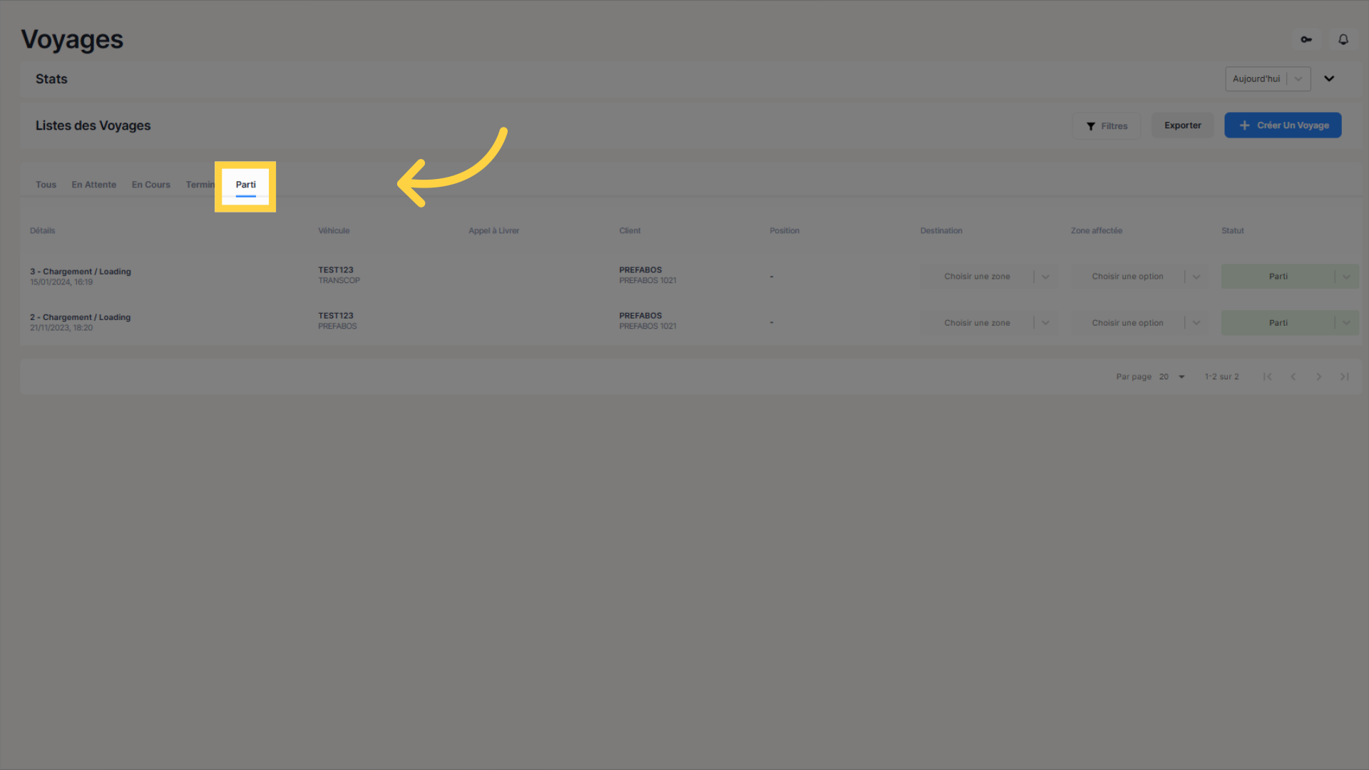 Vue des Voyages 'Parti'