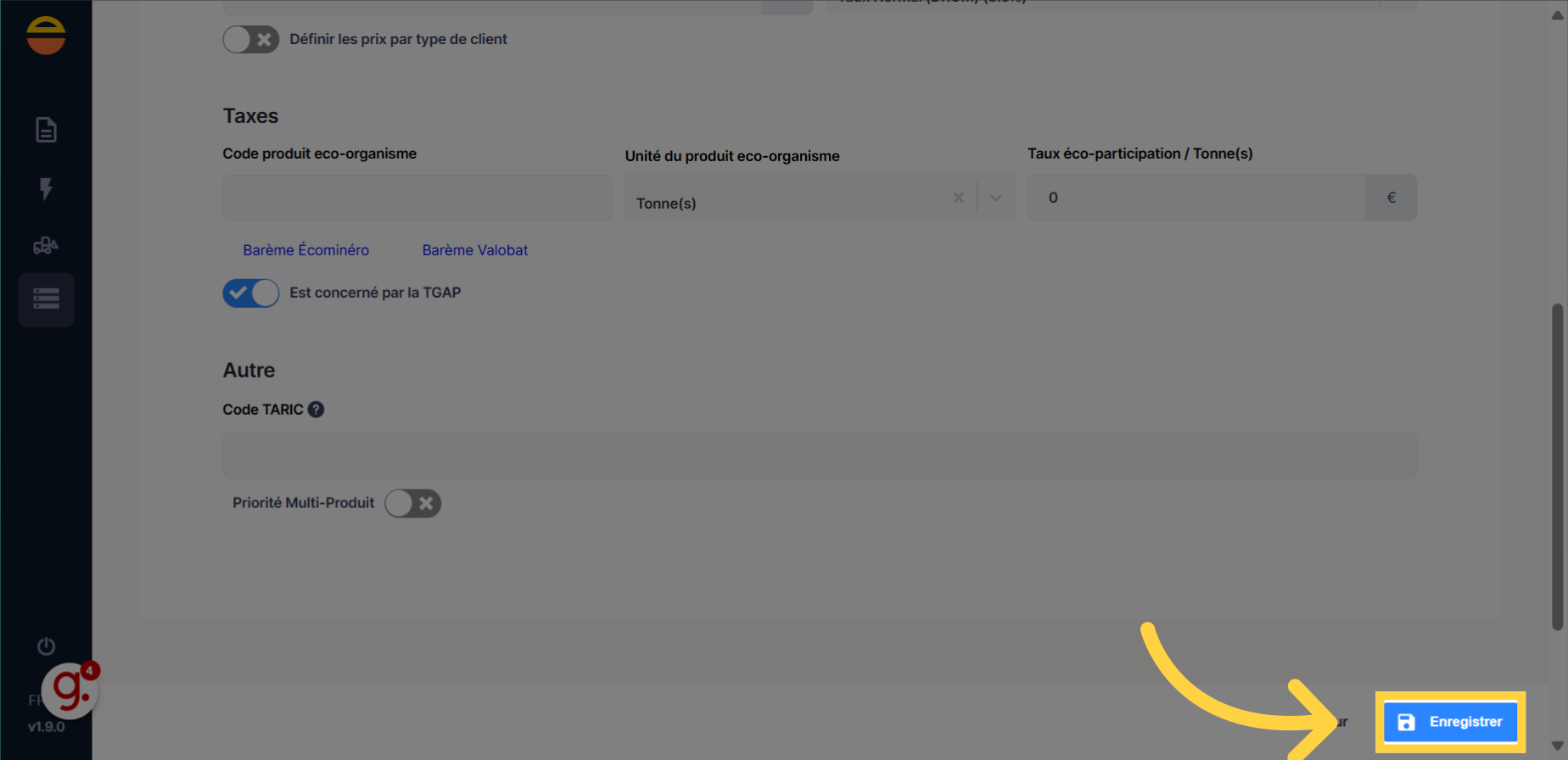 Cliquez 'Enregistrer'