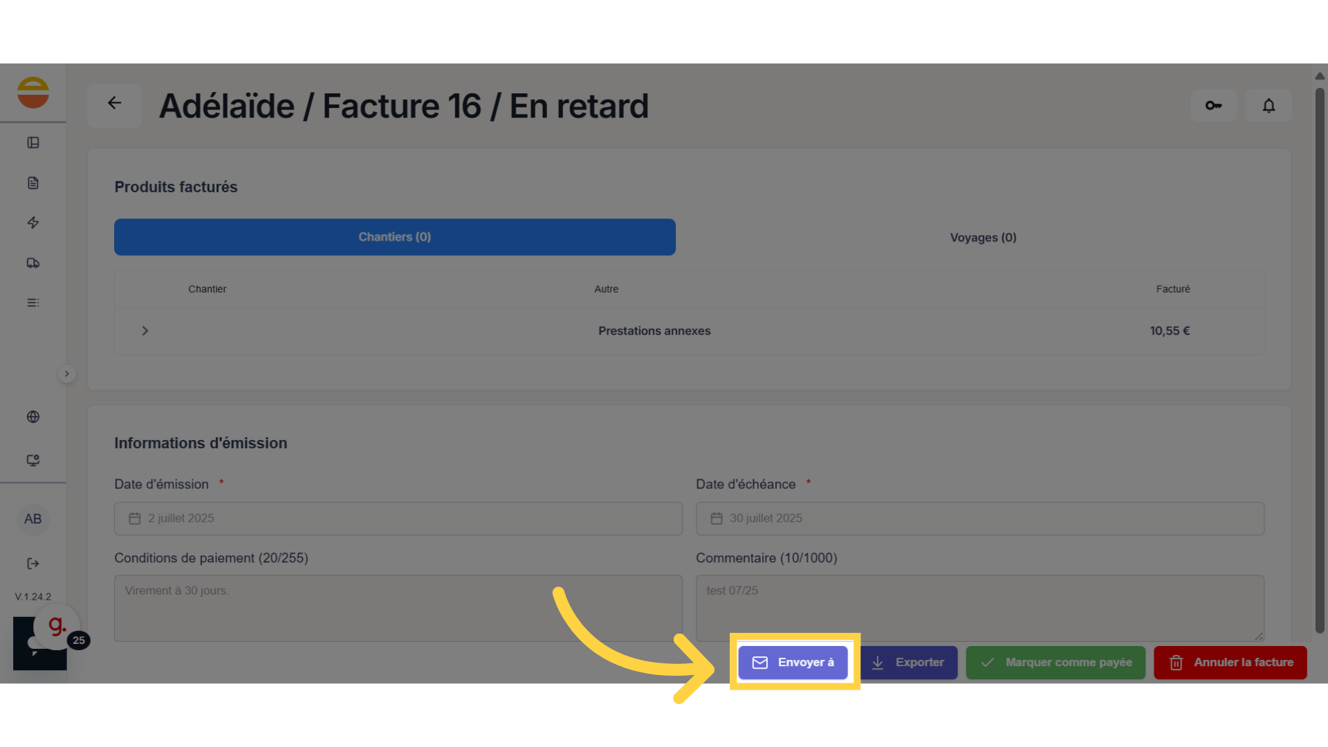 Cliquez sur 'Envoyer à'