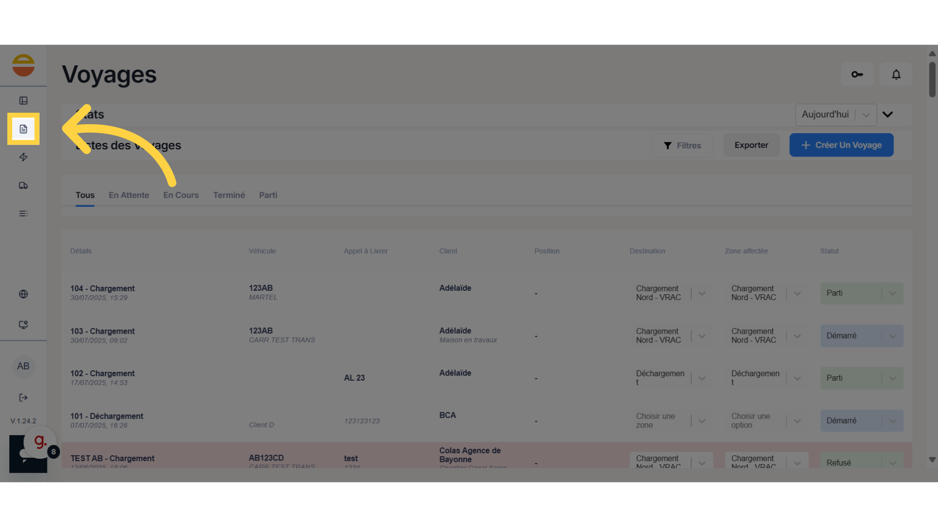 Cliquez sur le logo de document