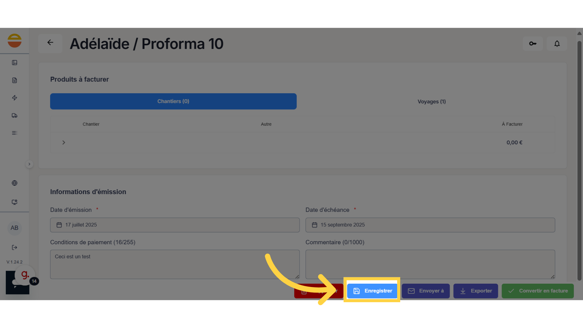 Cliquez sur 'Enregistrer'