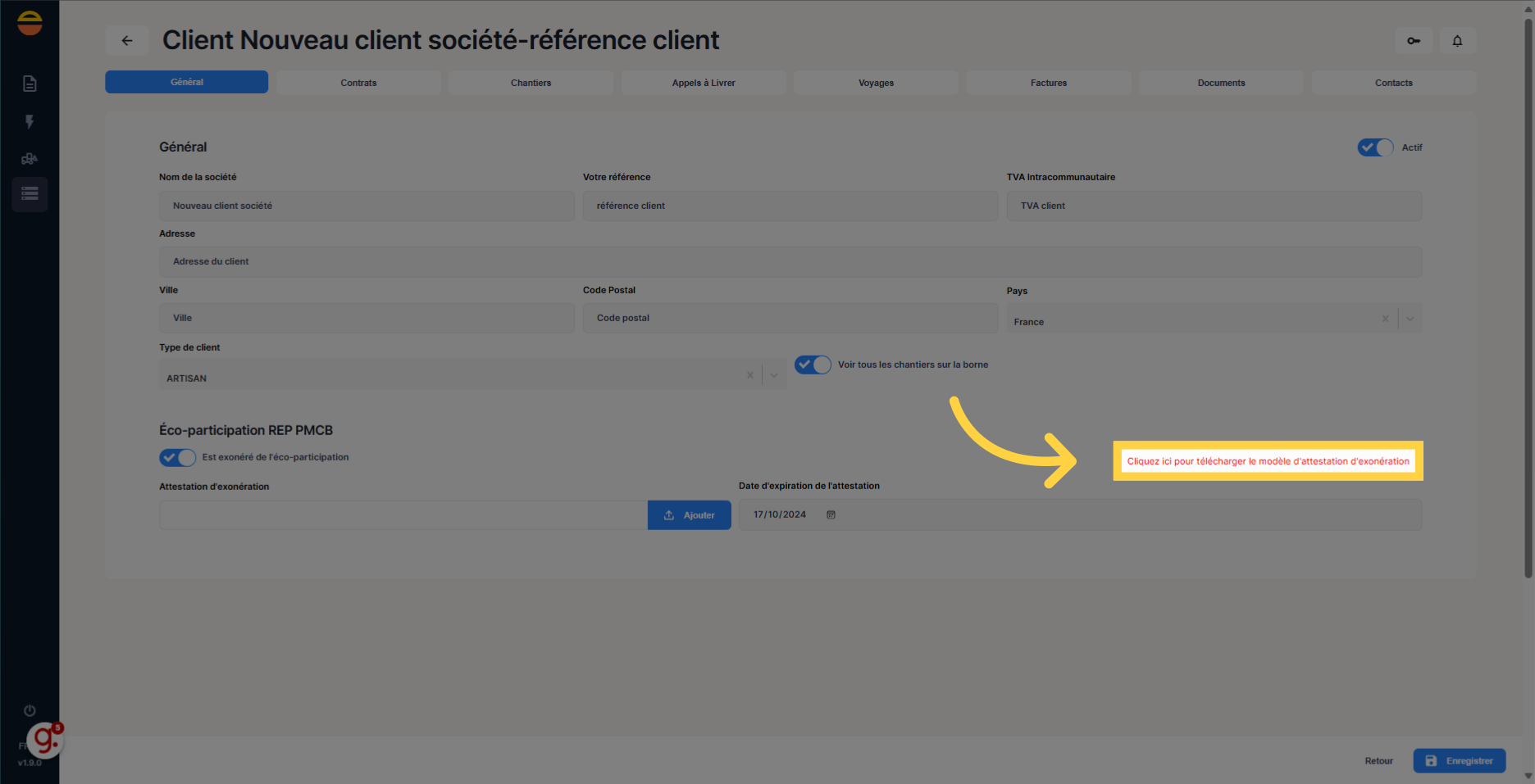 Si besoin, télécharger le modèle d'attestation