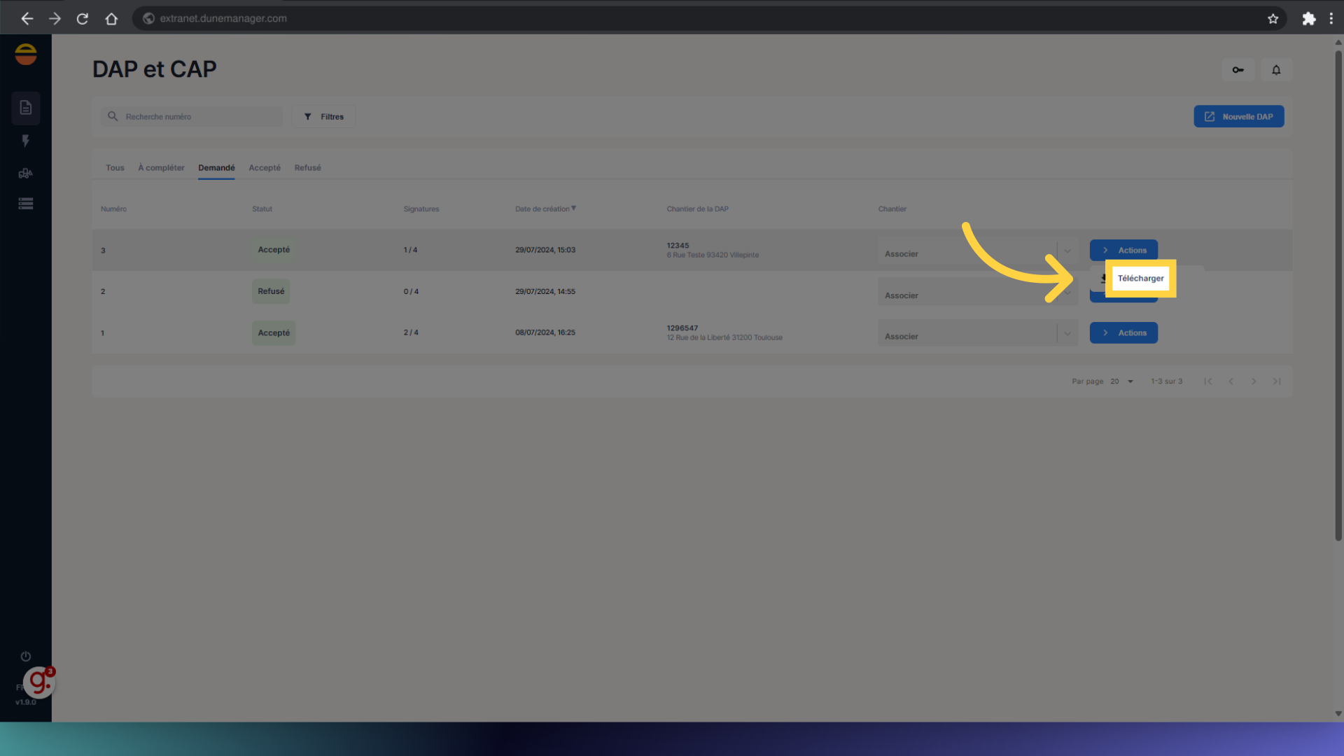 Cliquez 'Télécharger'
