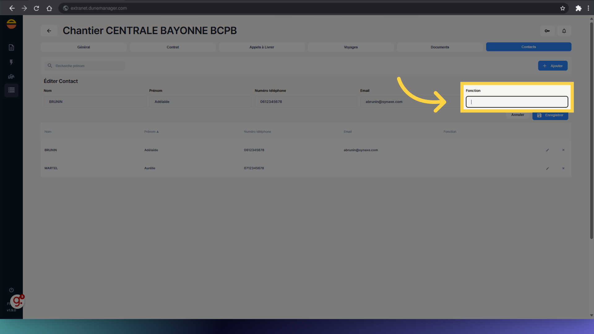 Ajout d'une fonction