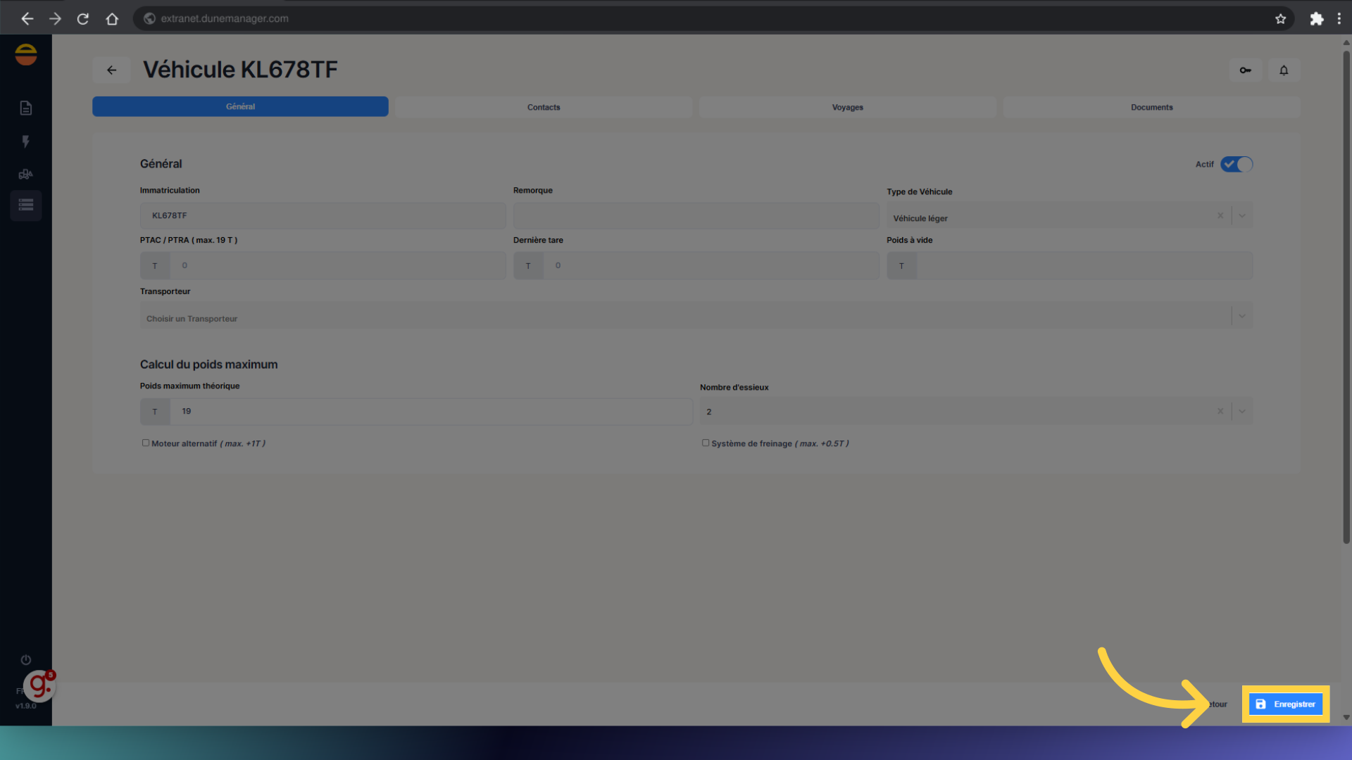Cliquez 'Enregistrer'
