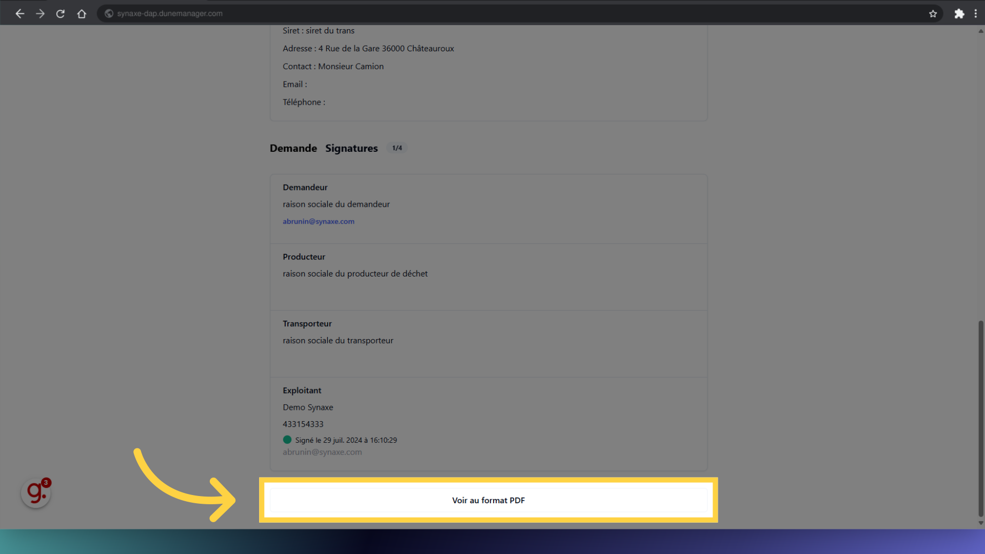 Cliquez 'Voir au format PDF'