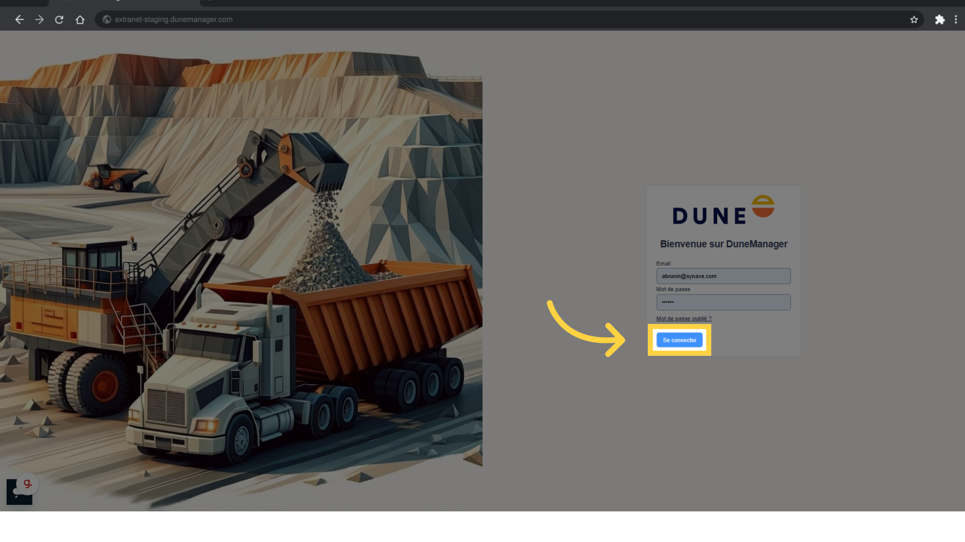 Cliquez sur 'Se connecter'