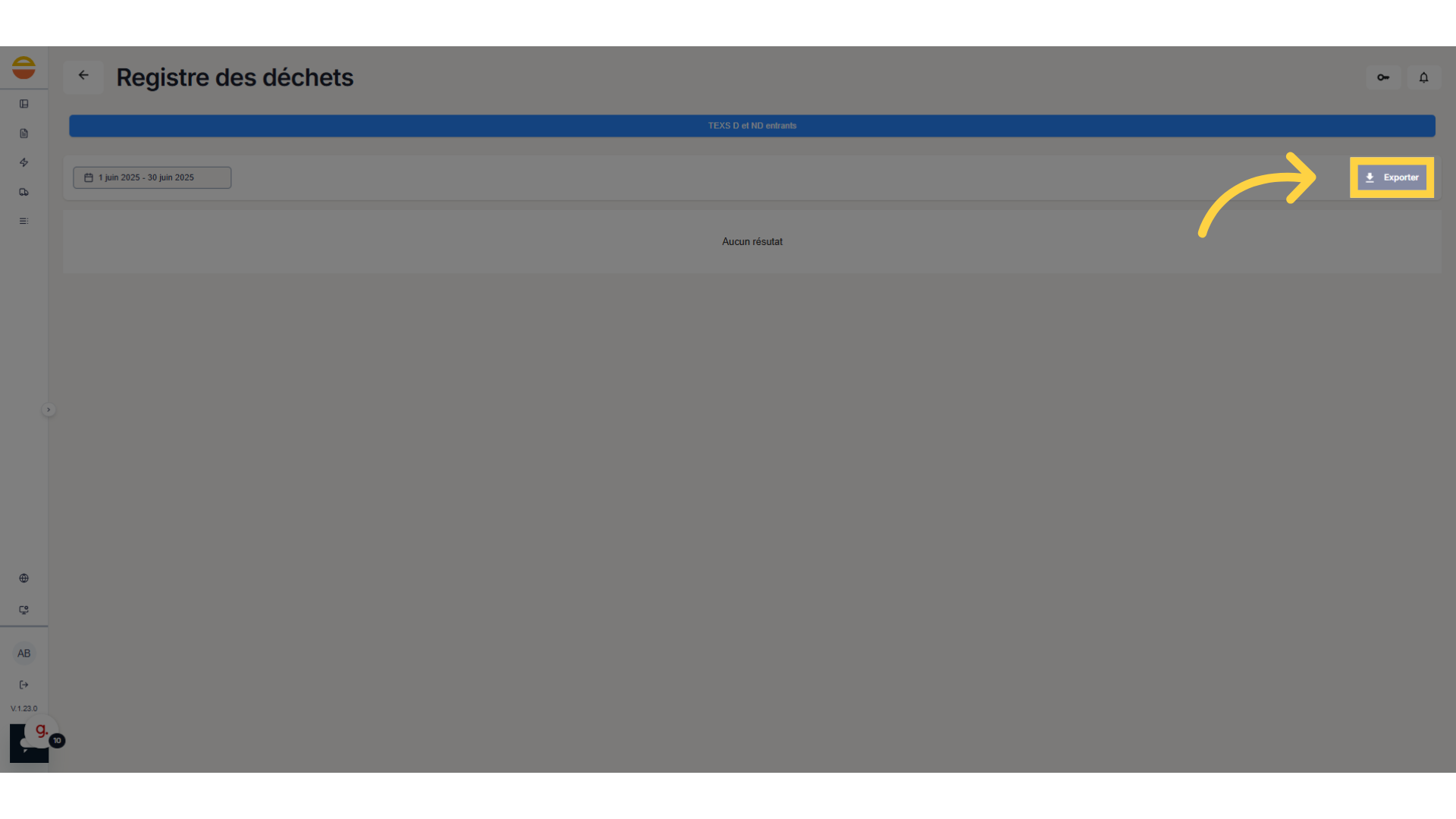 Cliquez sur 'Exporter'