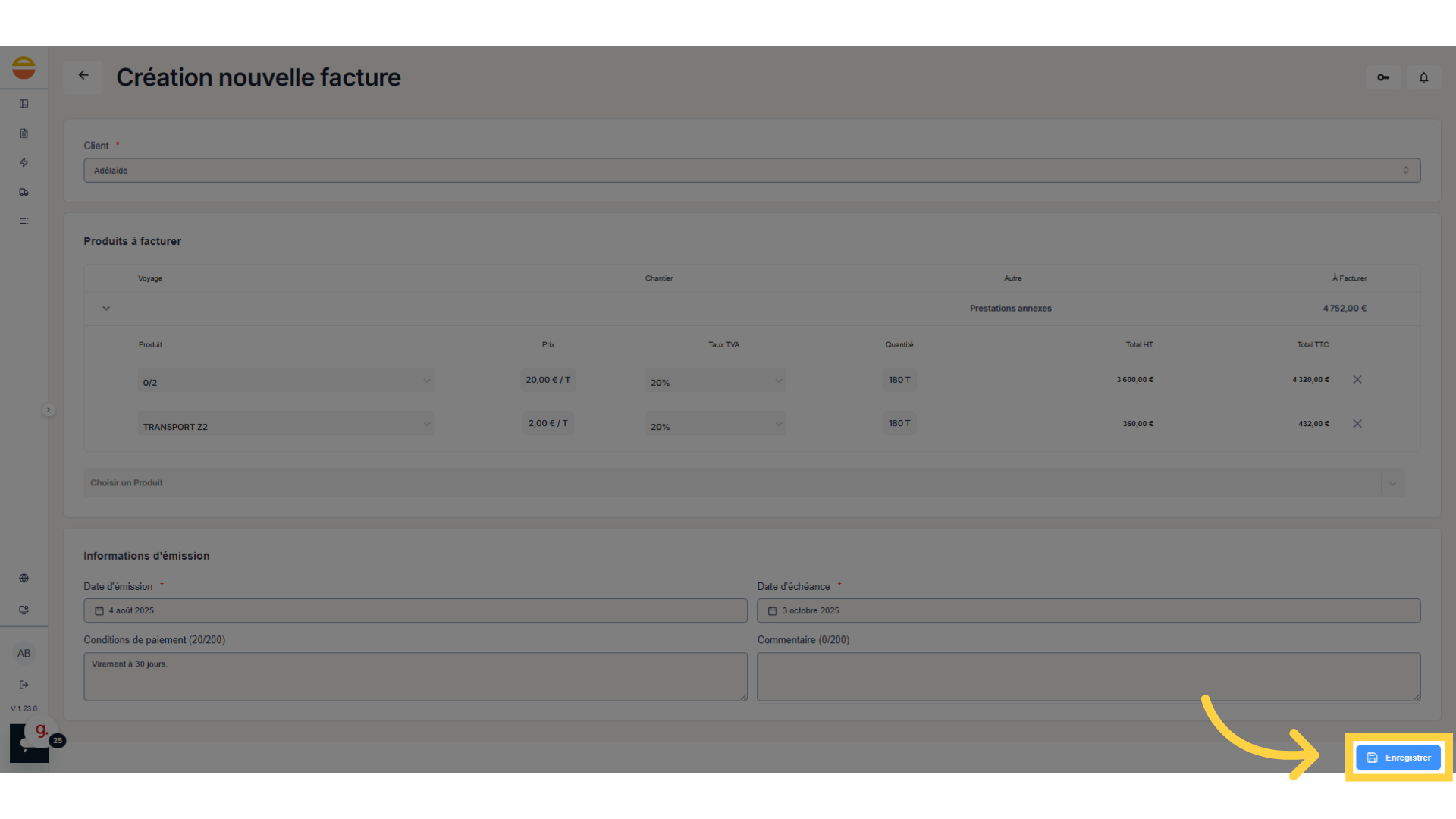 Cliquez sur 'Enregistrer'