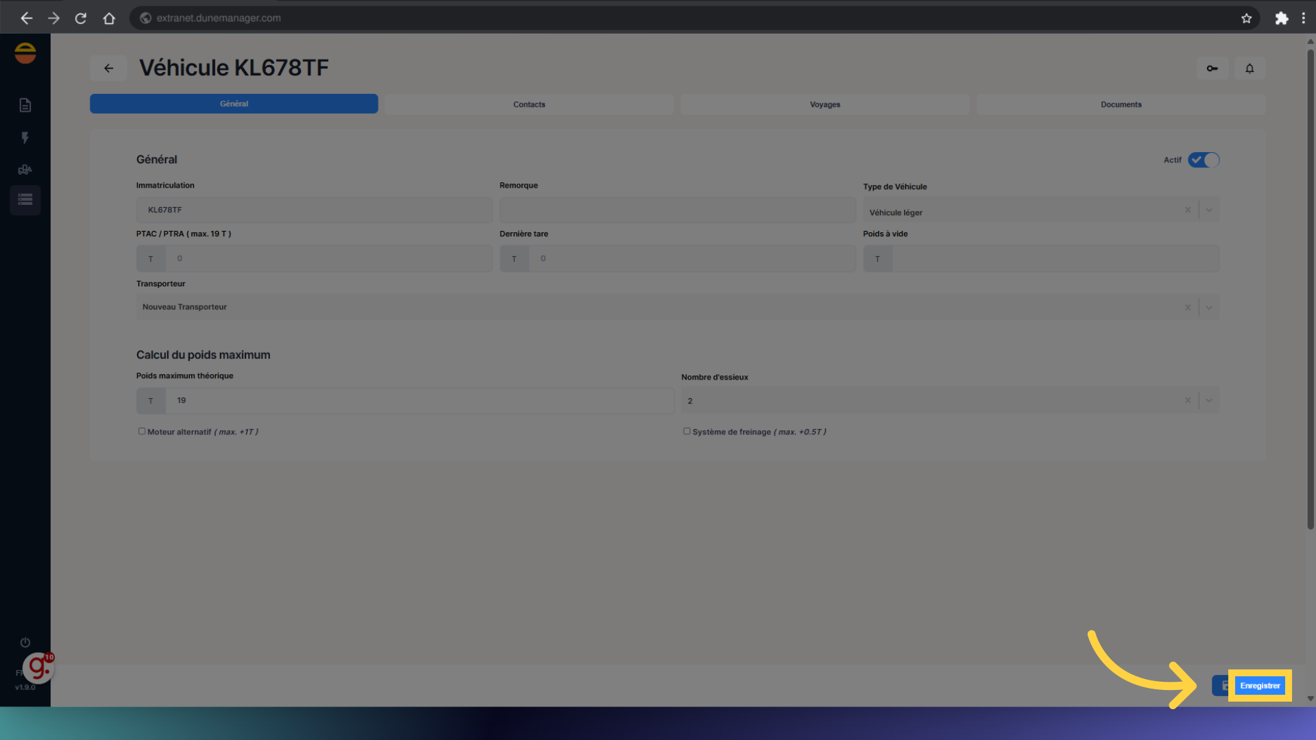 Cliquez 'Enregistrer'