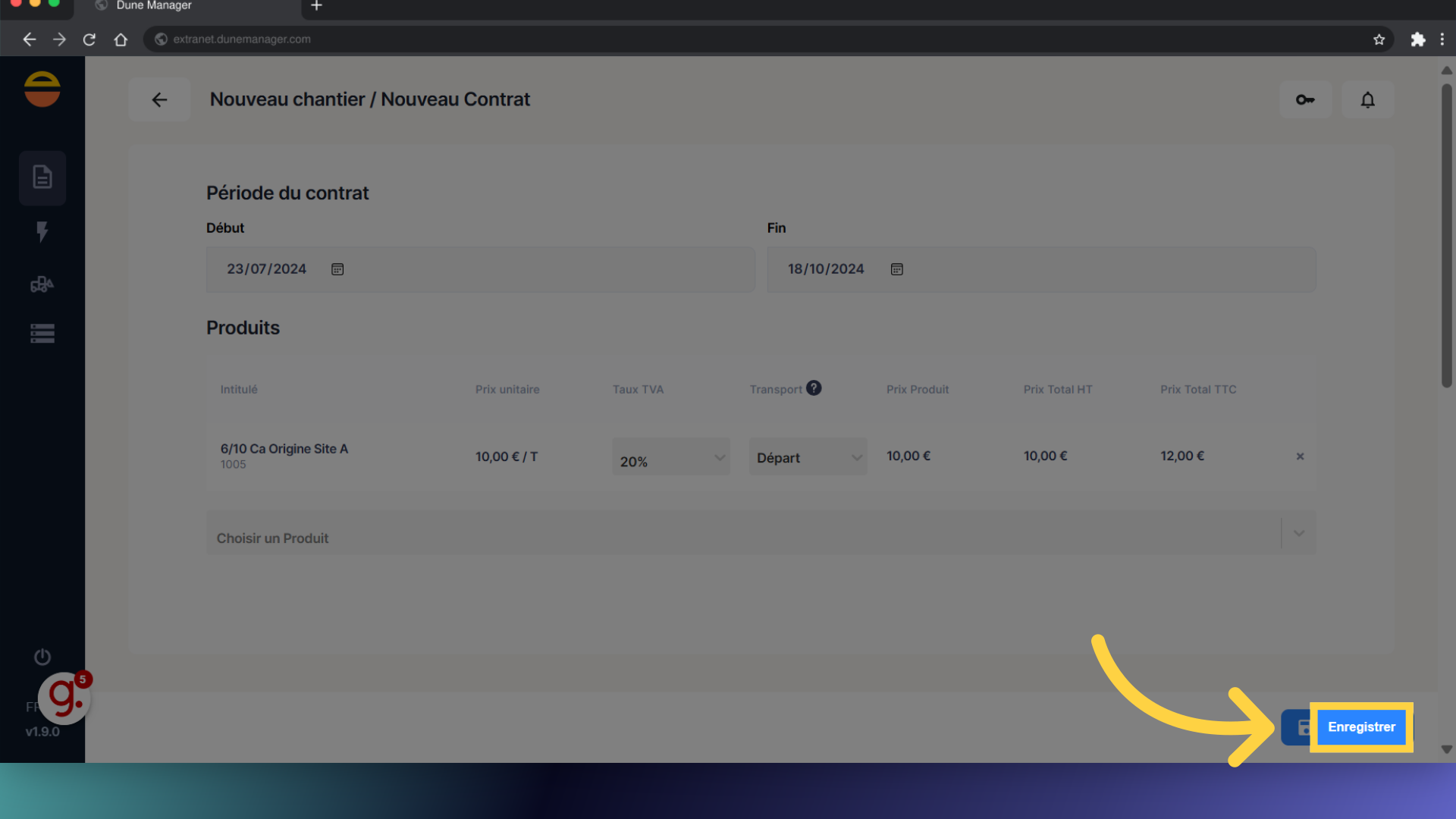 Cliquez 'Enregistrer'