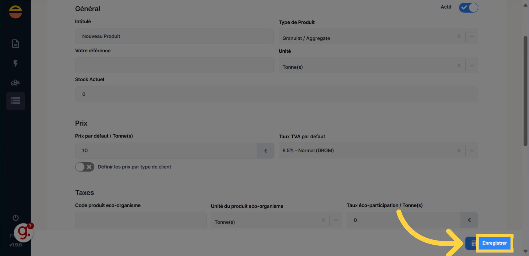 Cliquez 'Enregistrer'