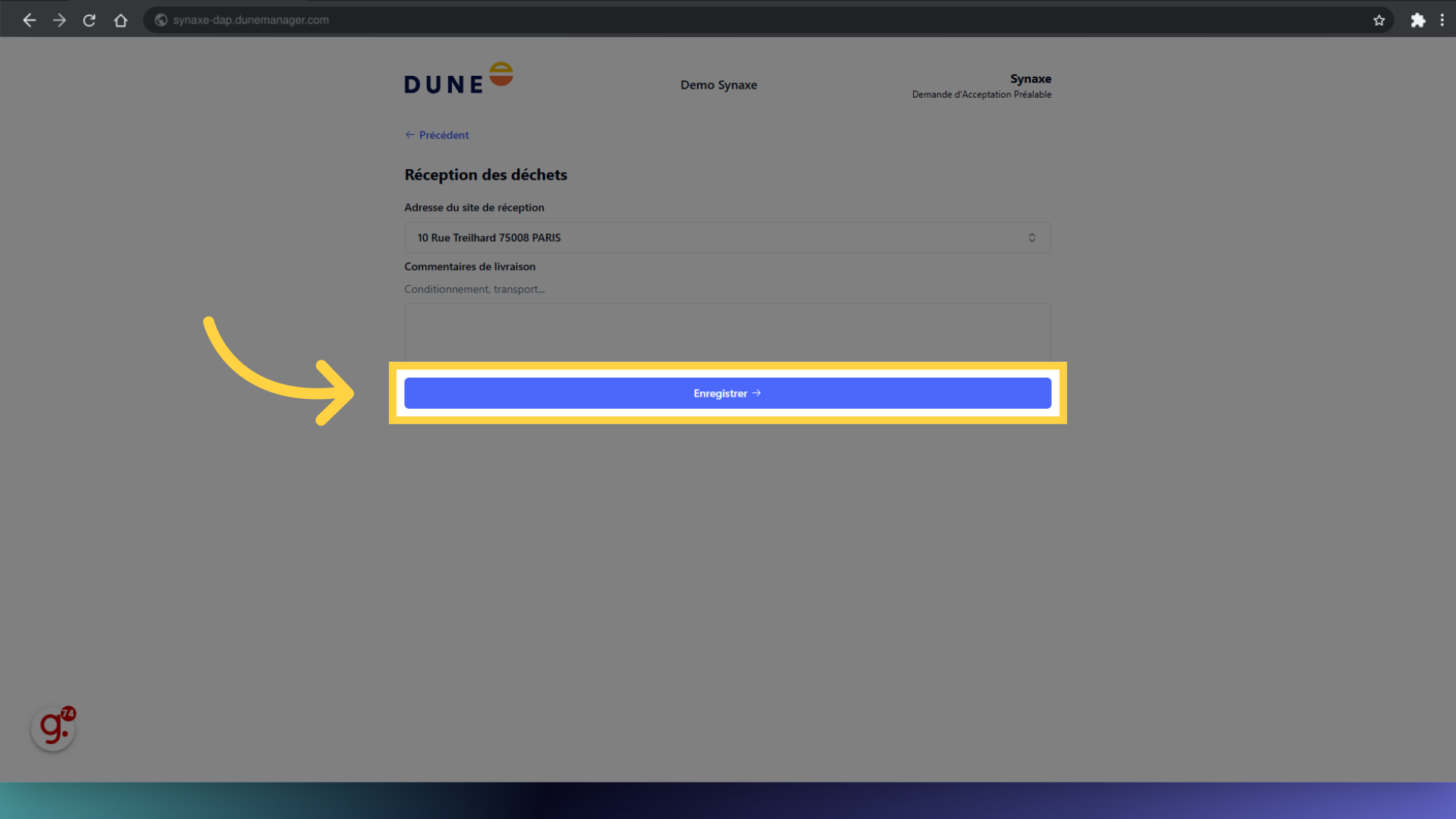 Cliquez 'Enregistrer'