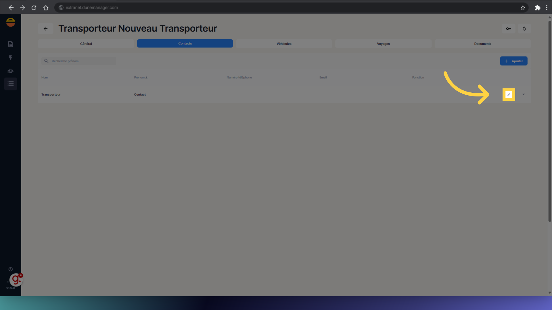 Cliquez sur le bouton d'édition