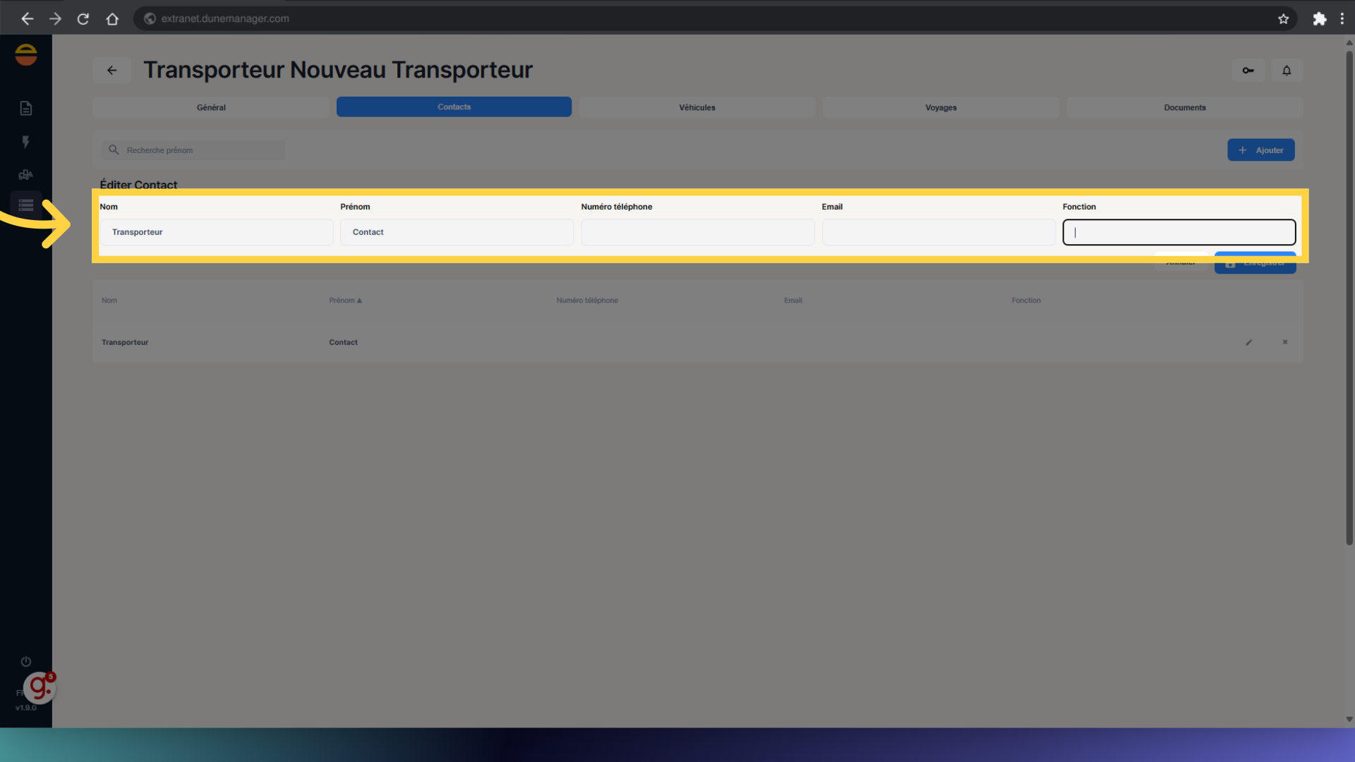 Editez les champs nécessaires