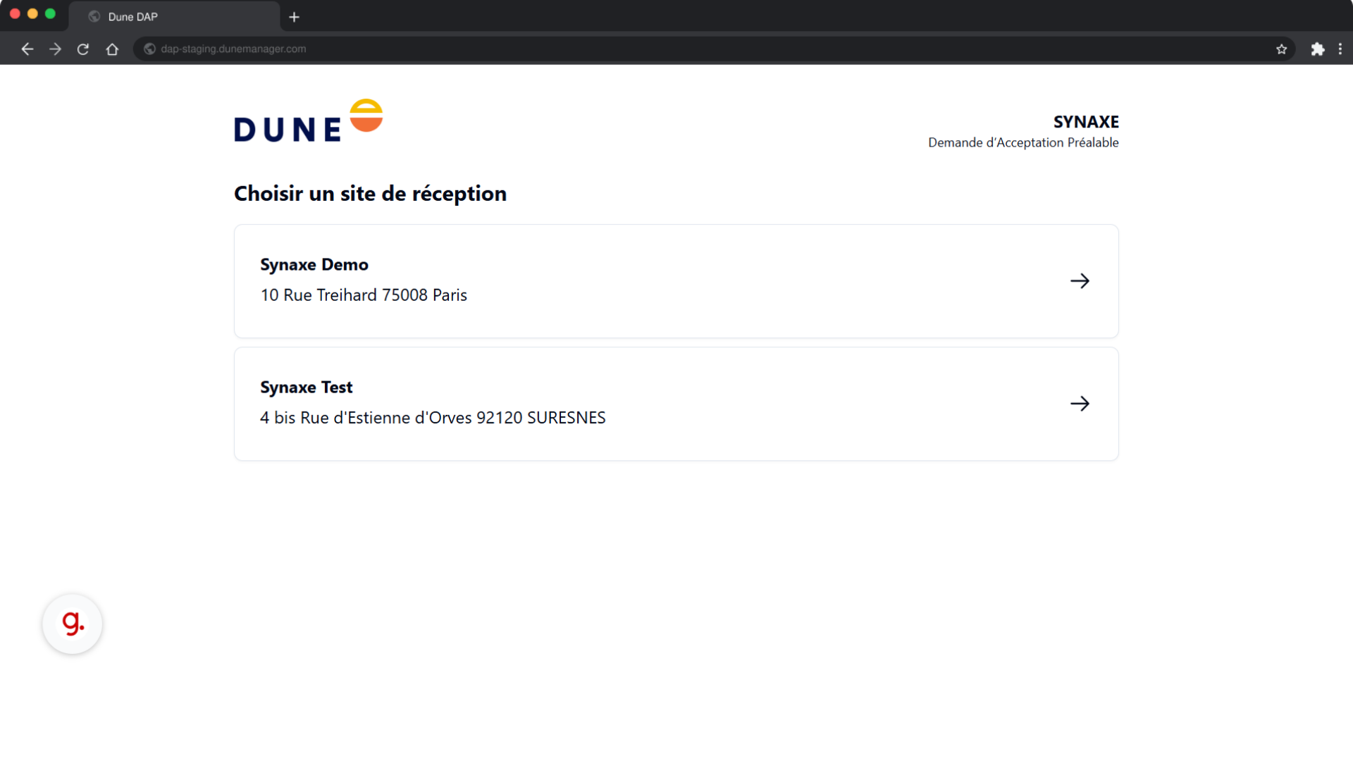 Rendez vous dans la page de création d'une DAP