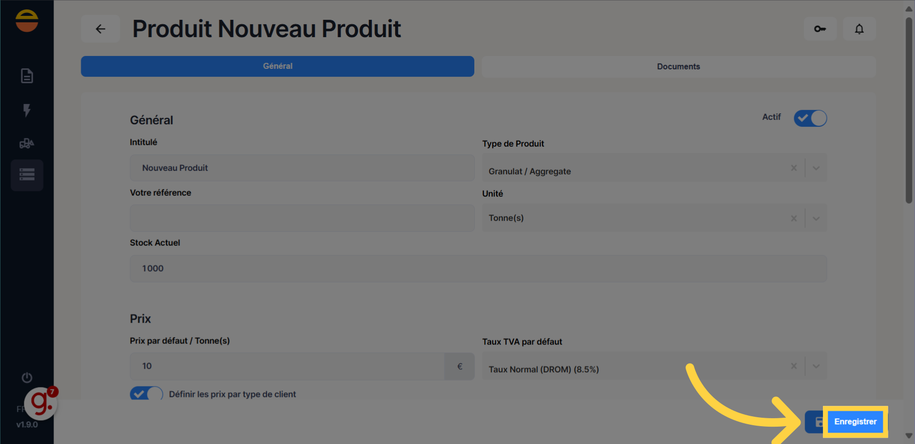 Cliquez 'Enregistrer'