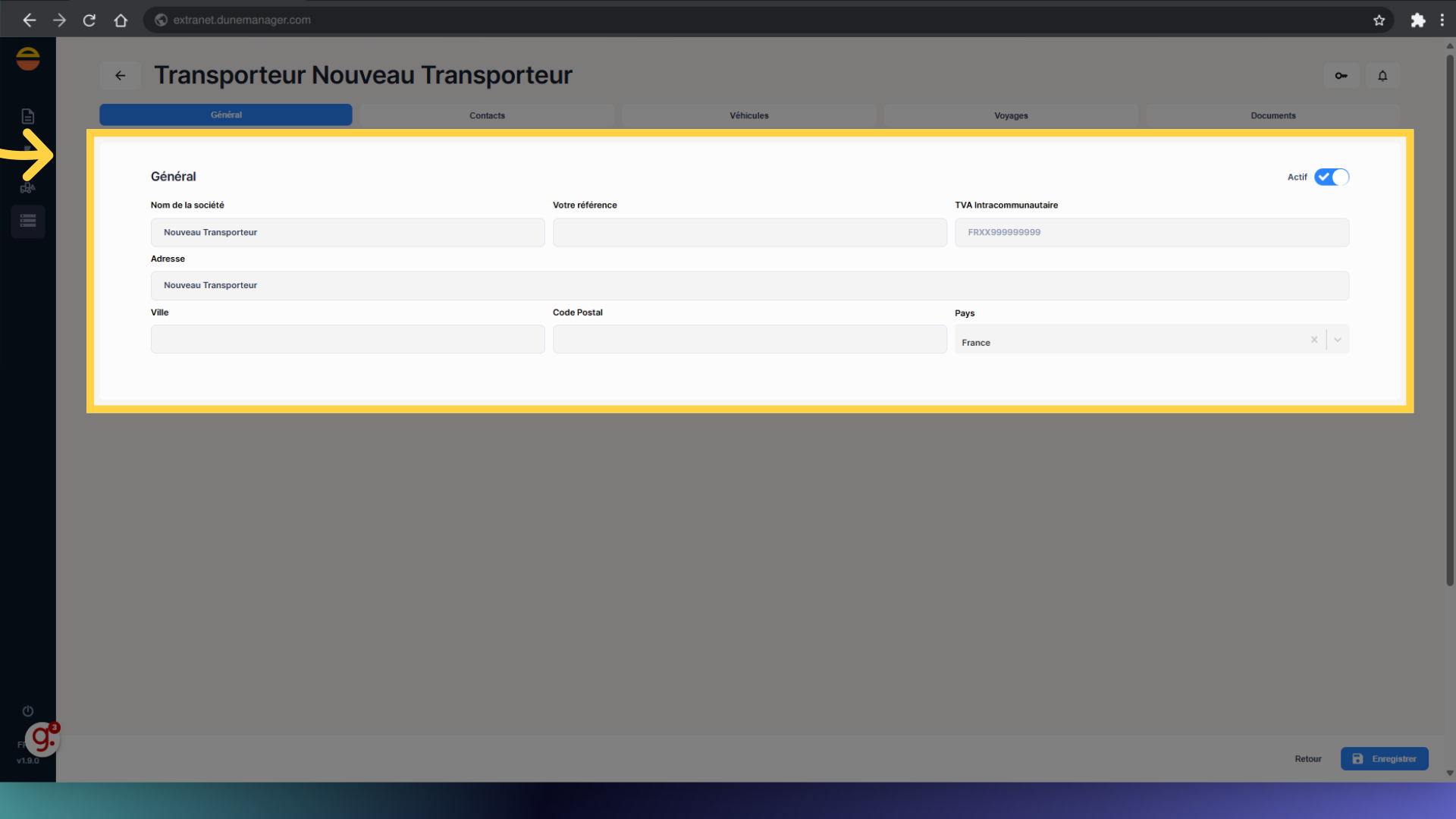 Editez les champs nécessaires