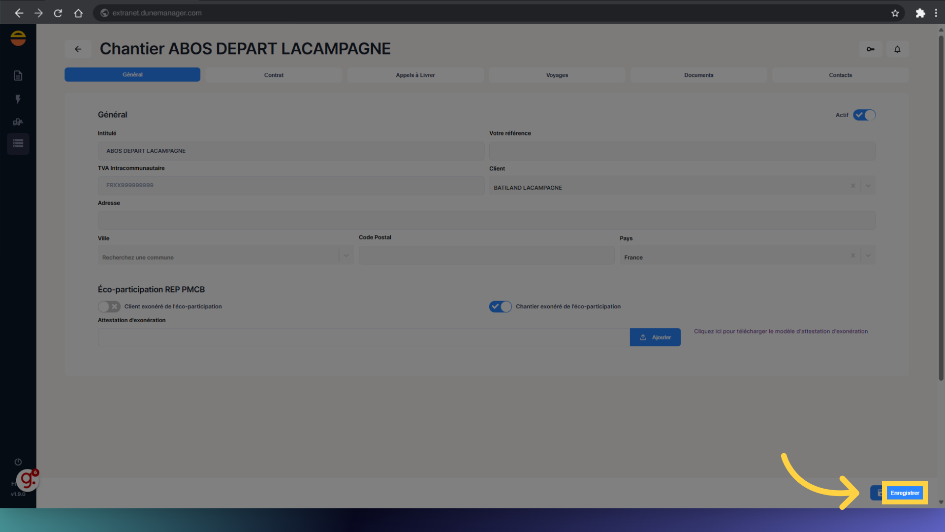 Cliquez 'Enregistrer'