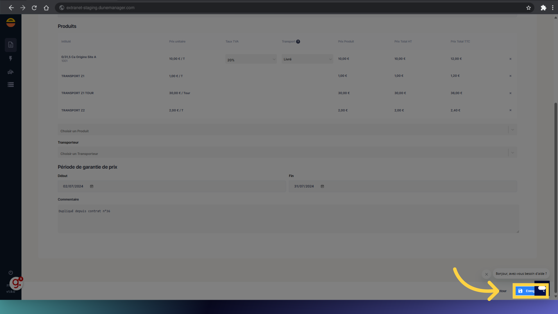 Cliquez 'Enregistrer'