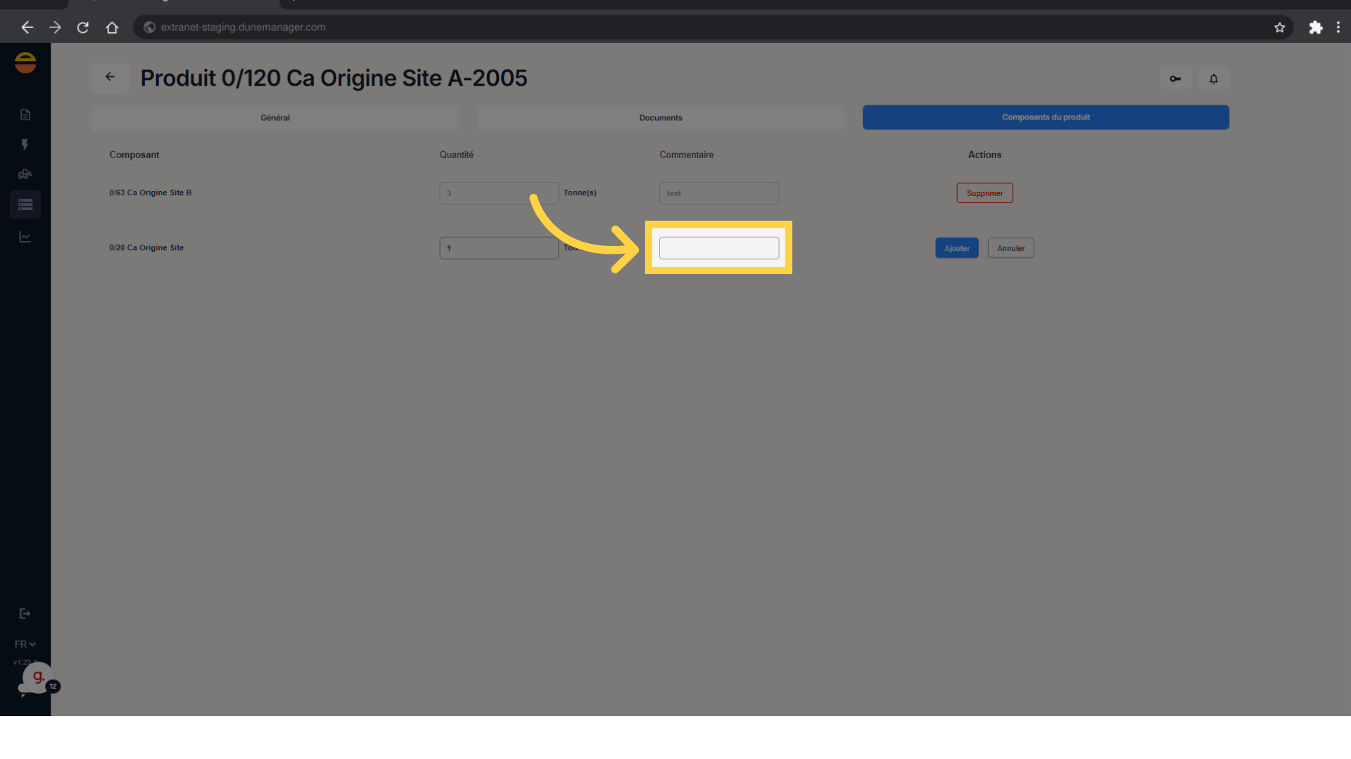 Renseignez un commentaire