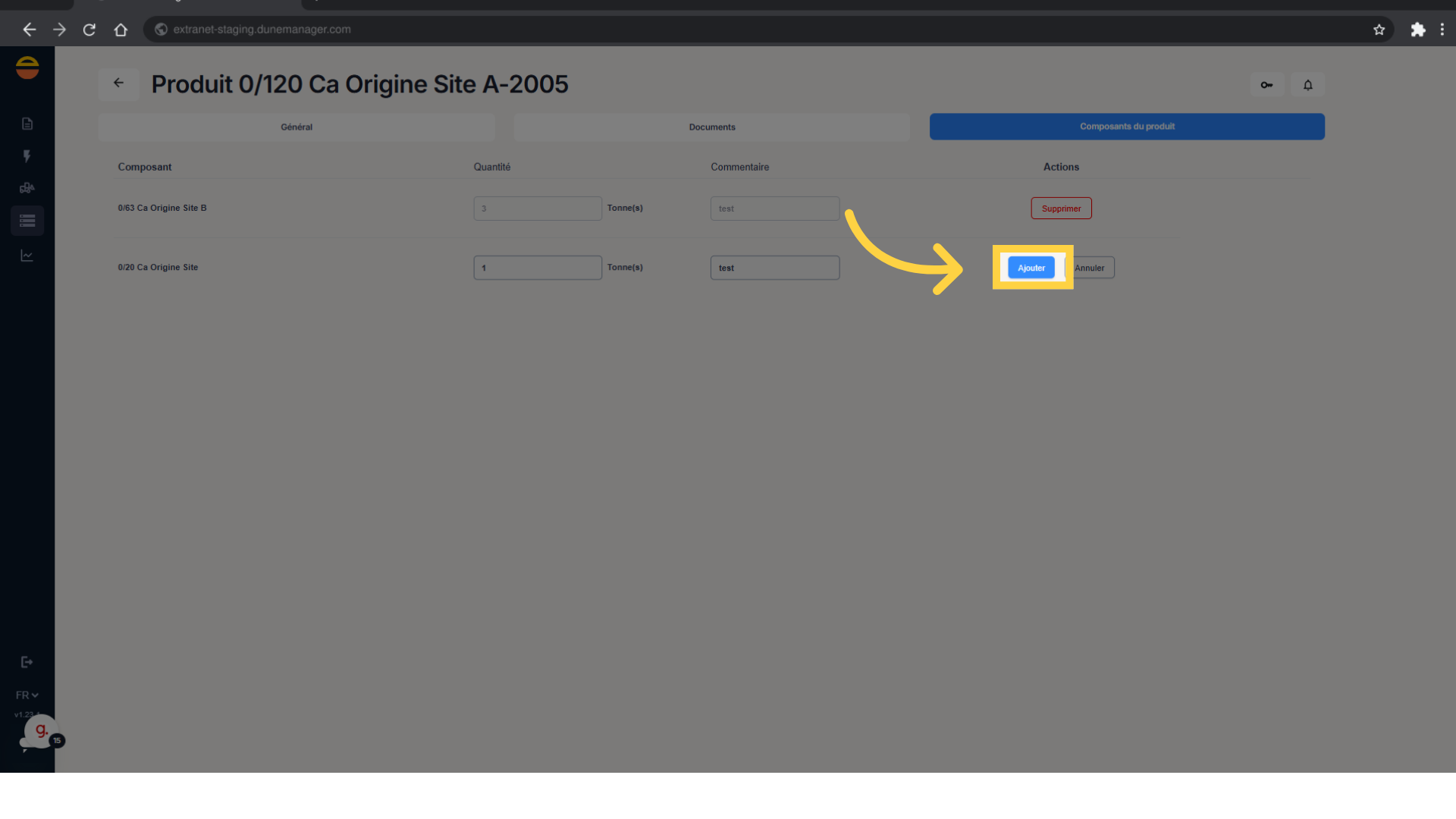 Cliquez sur 'Ajouter'