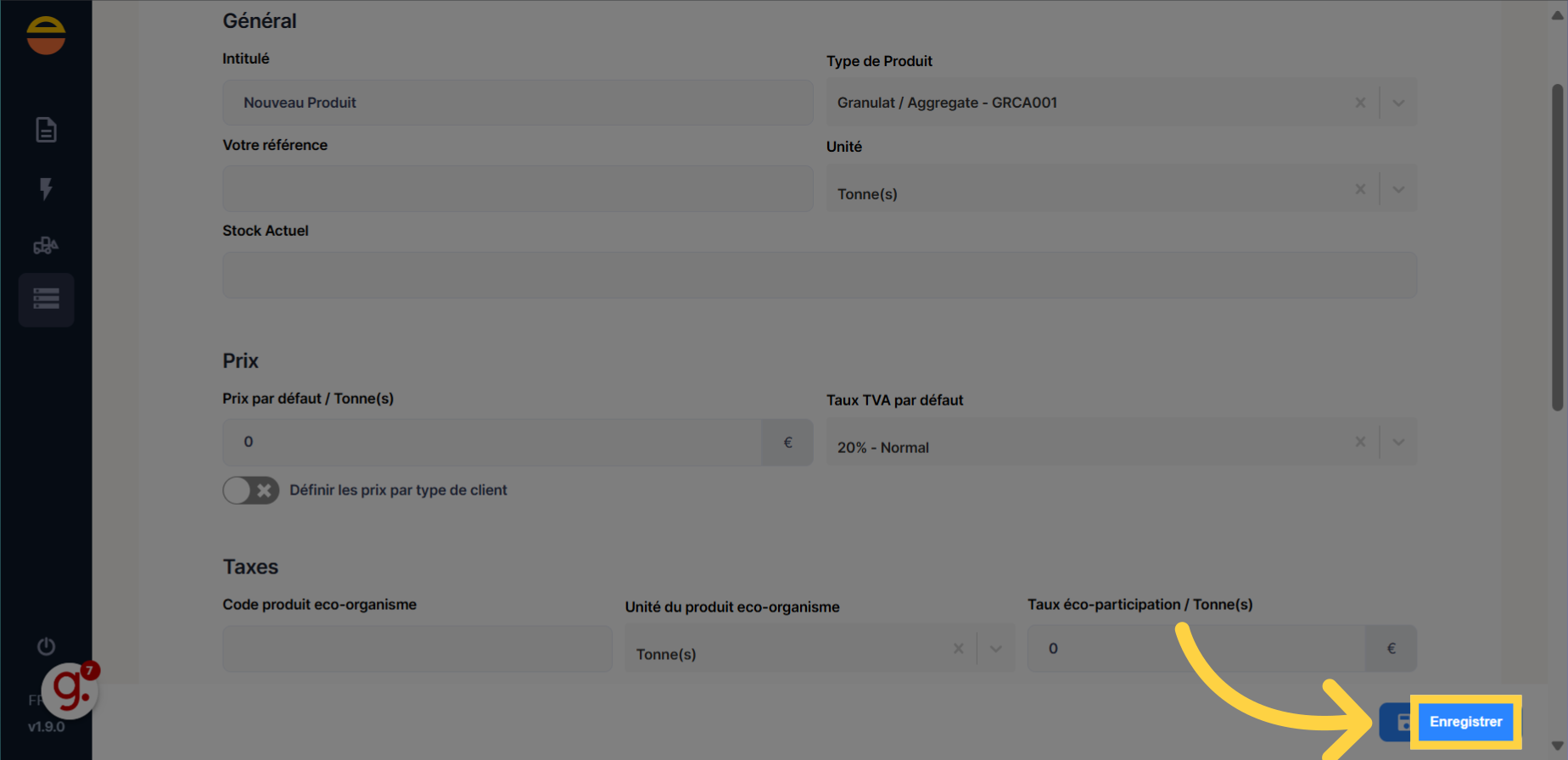 Cliquez 'Enregistrer'