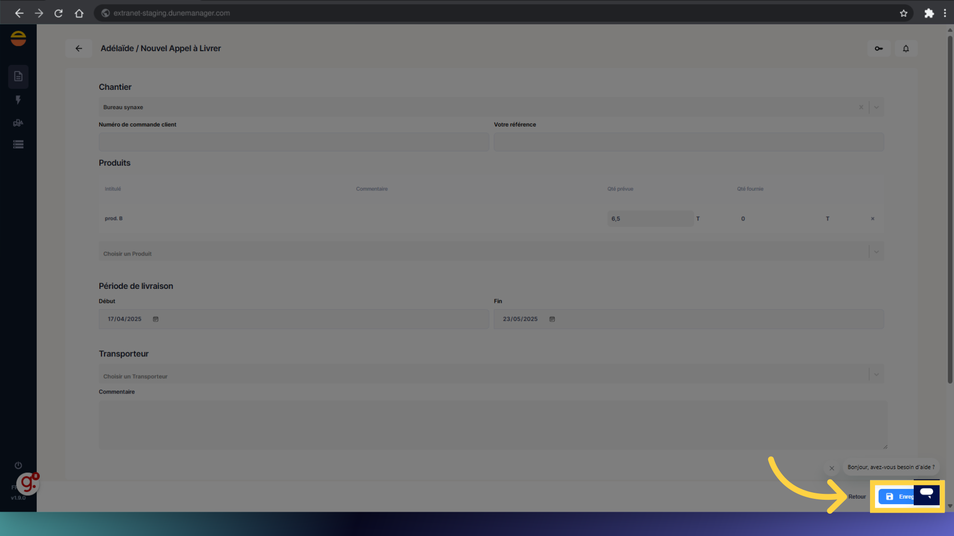 Cliquez 'Enregistrer'
