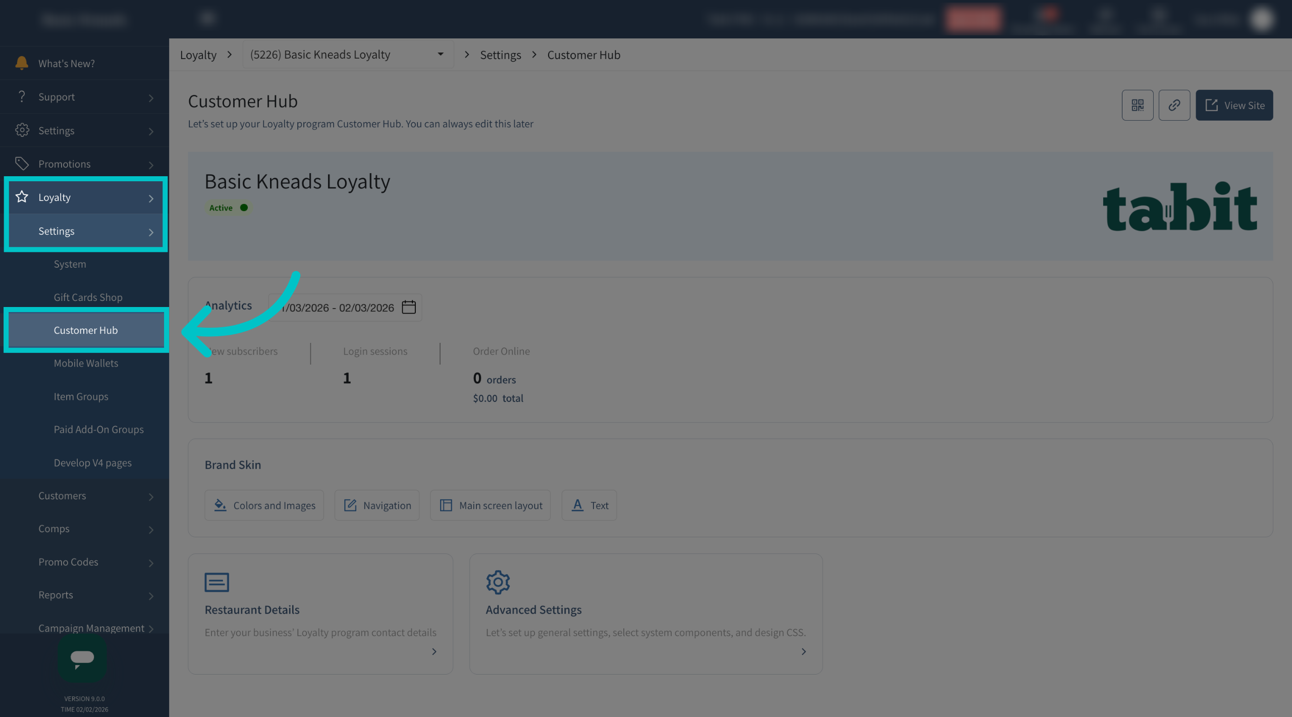 Navigate to Customer Hub