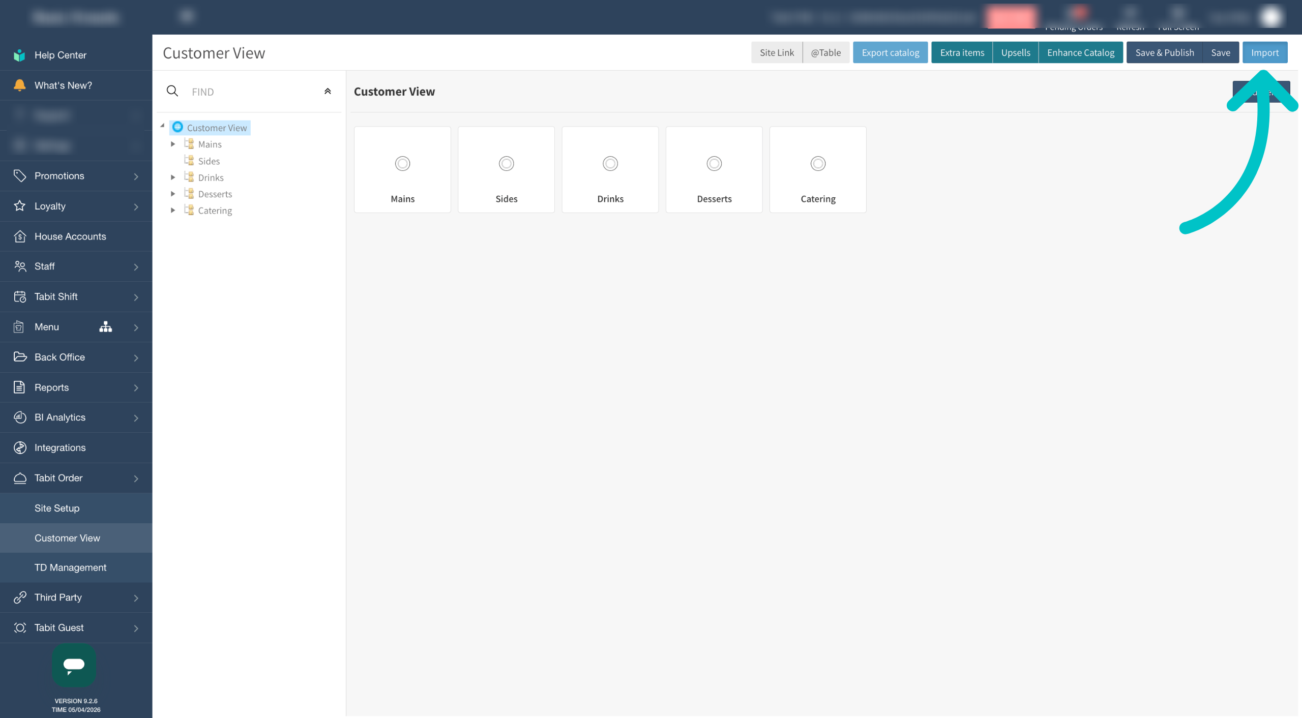 Access Import Menu