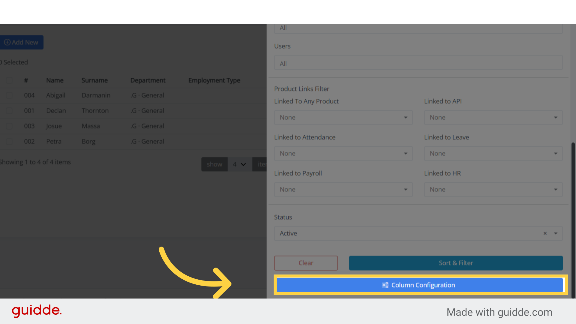 Click 'Column Configuration'