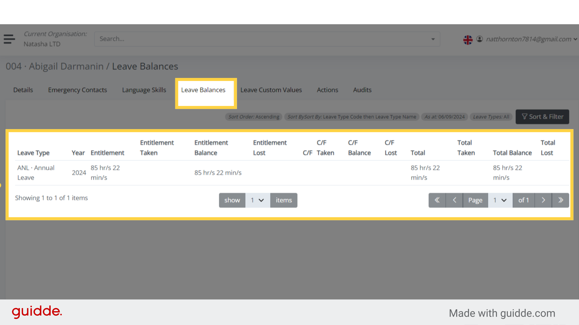 'Leave Balances'