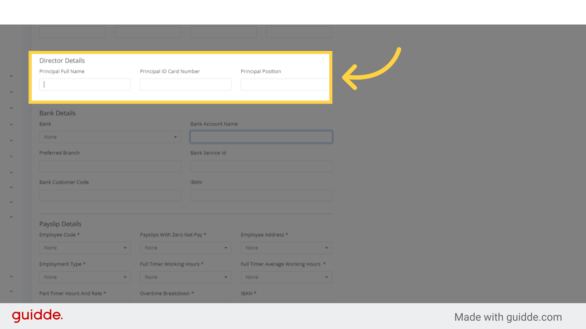 Click 'Principal Full Name'