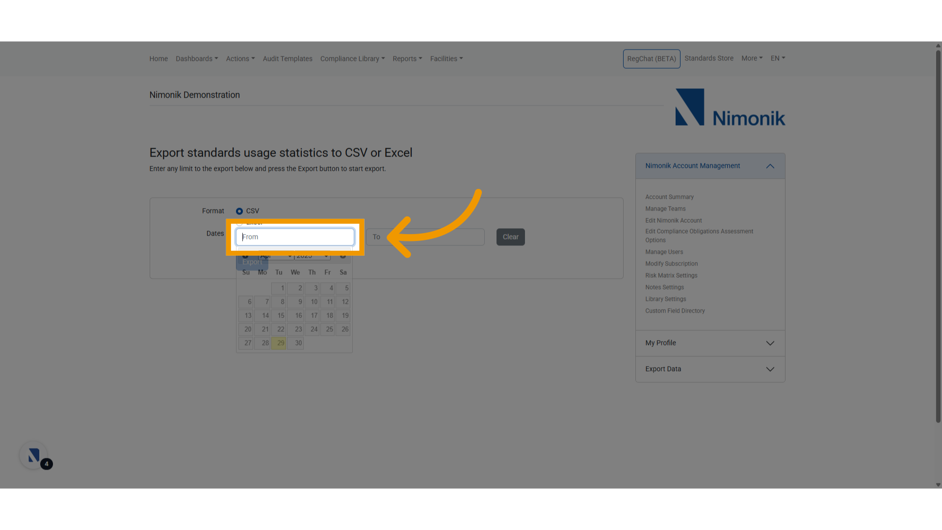 Add the desired date range