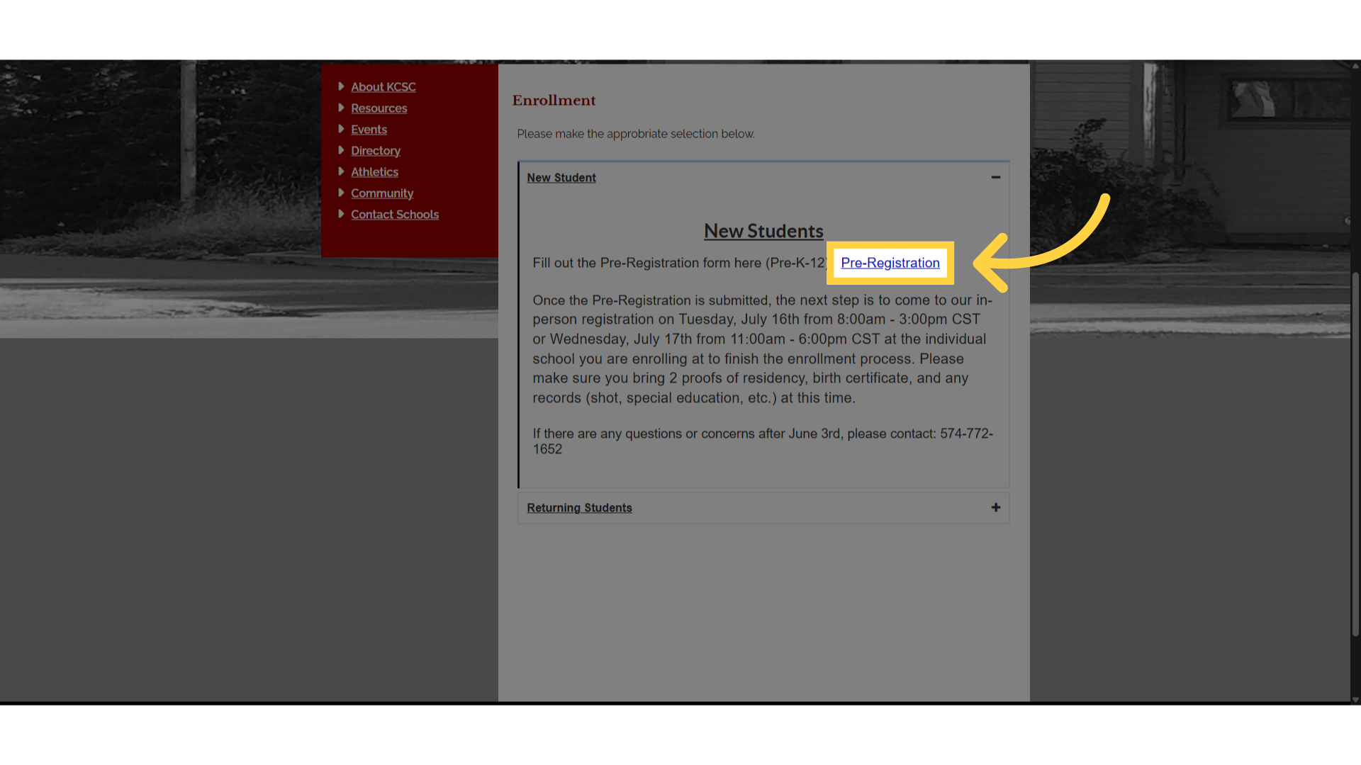 Click 'Pre-Registration'