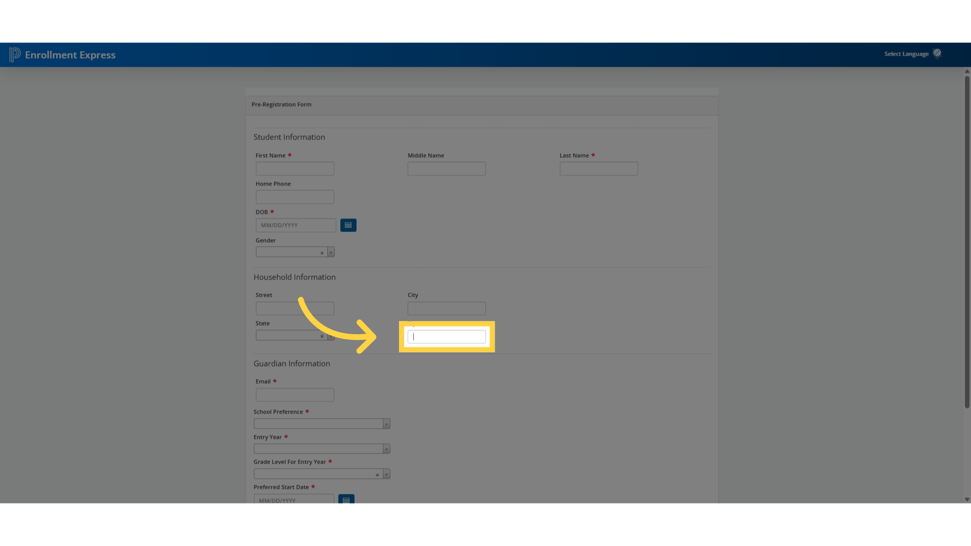 Click 'input for Zip'