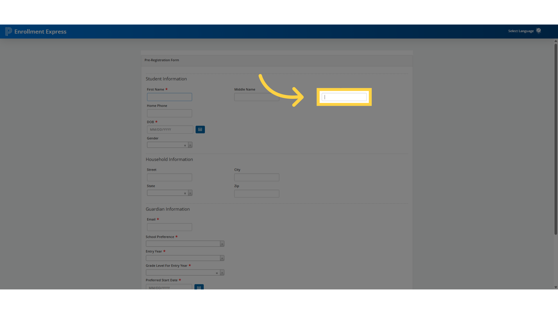 Click 'input for Last Name'
