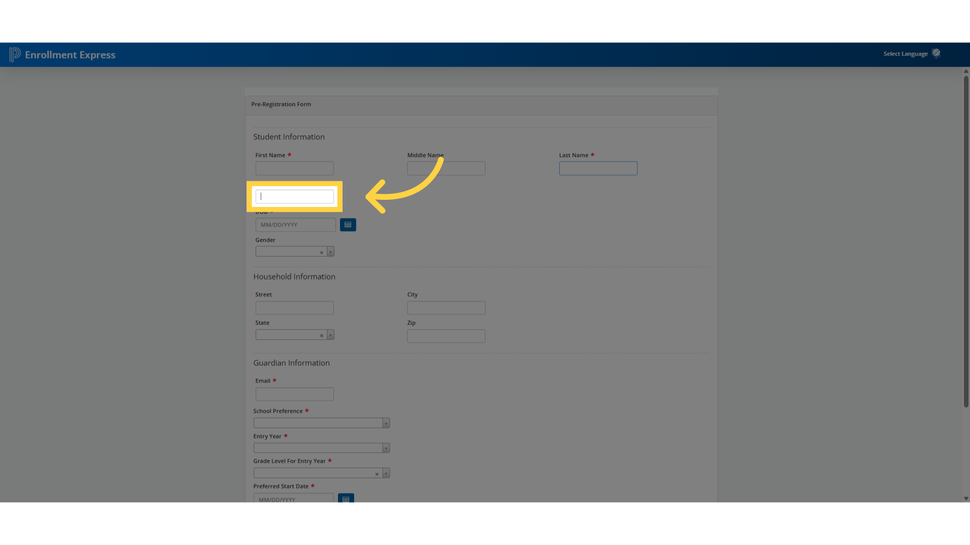 Click 'input for Home Phone'