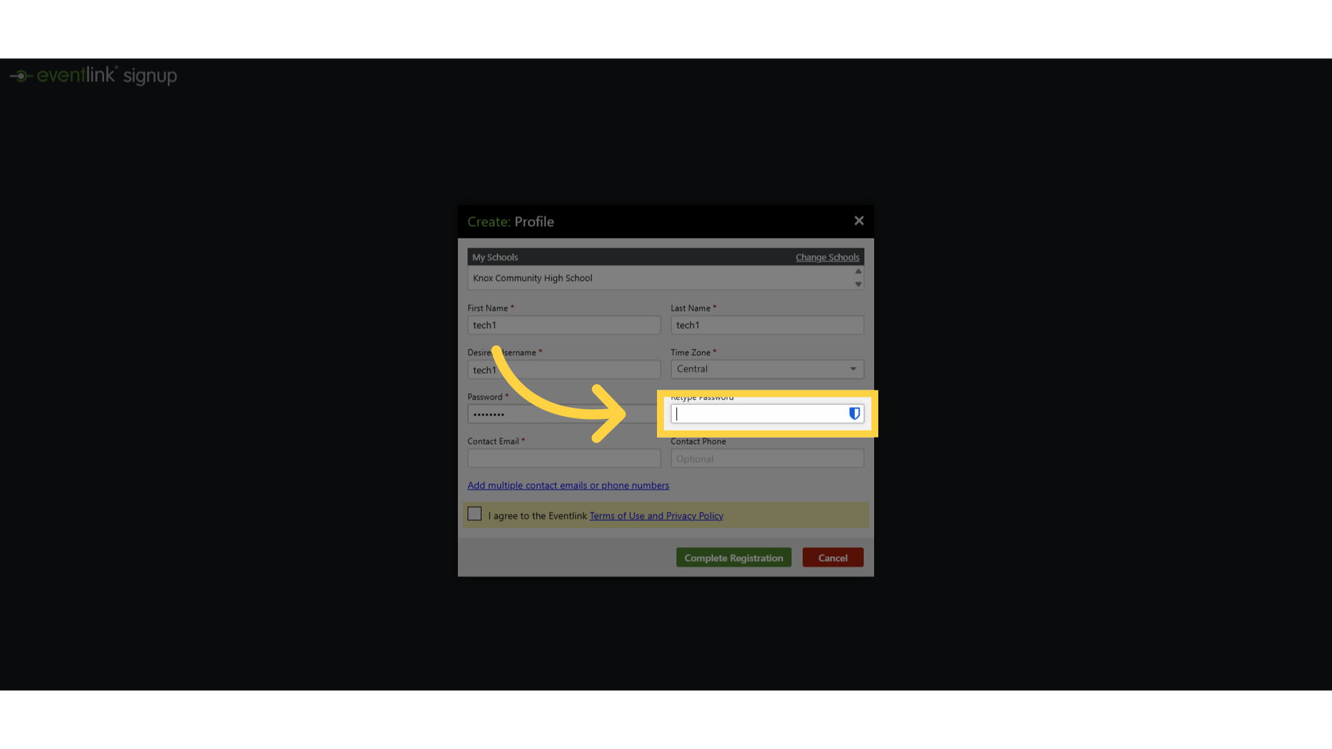 Click ' Confirm Password'