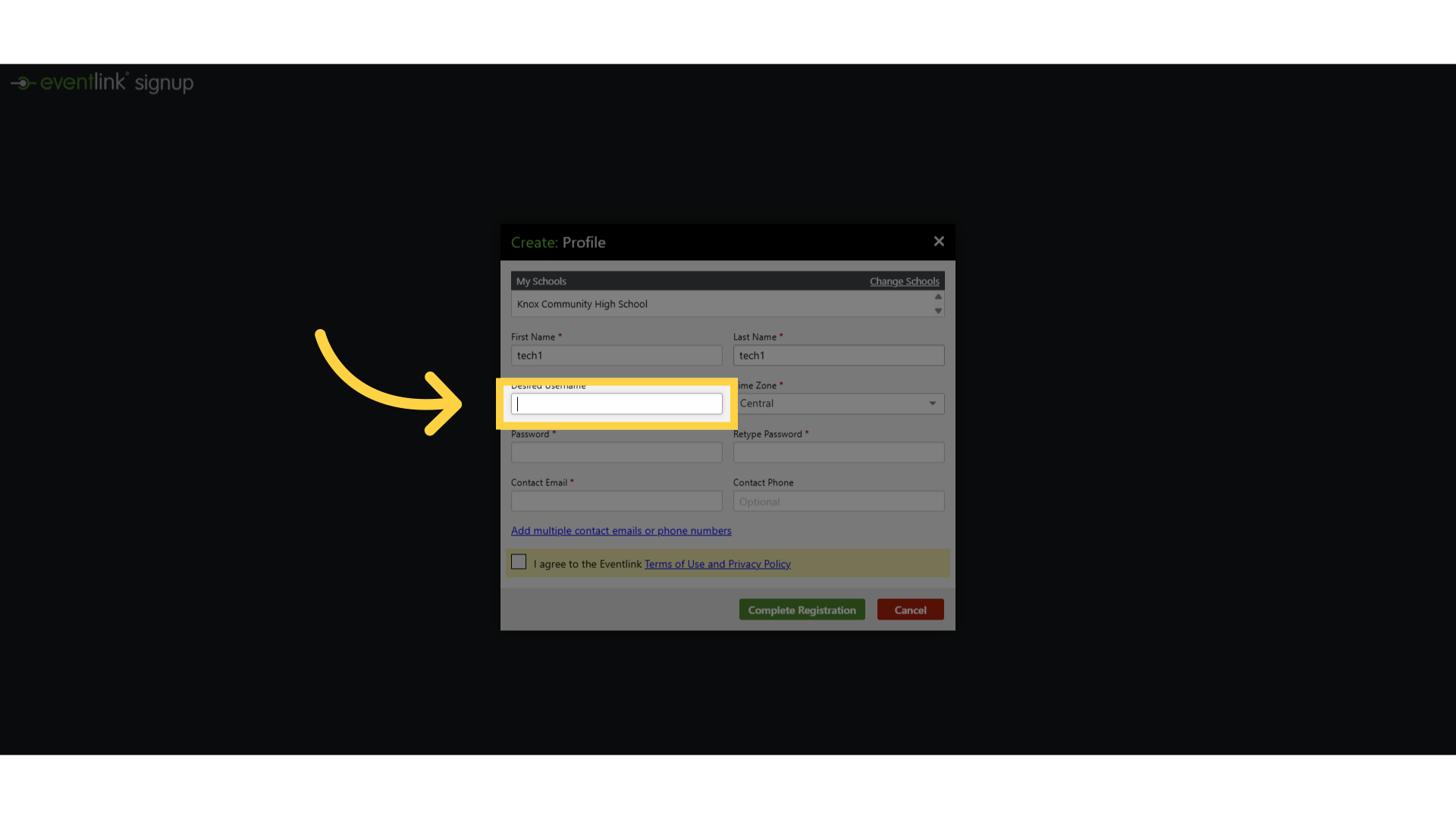 Click 'Username'