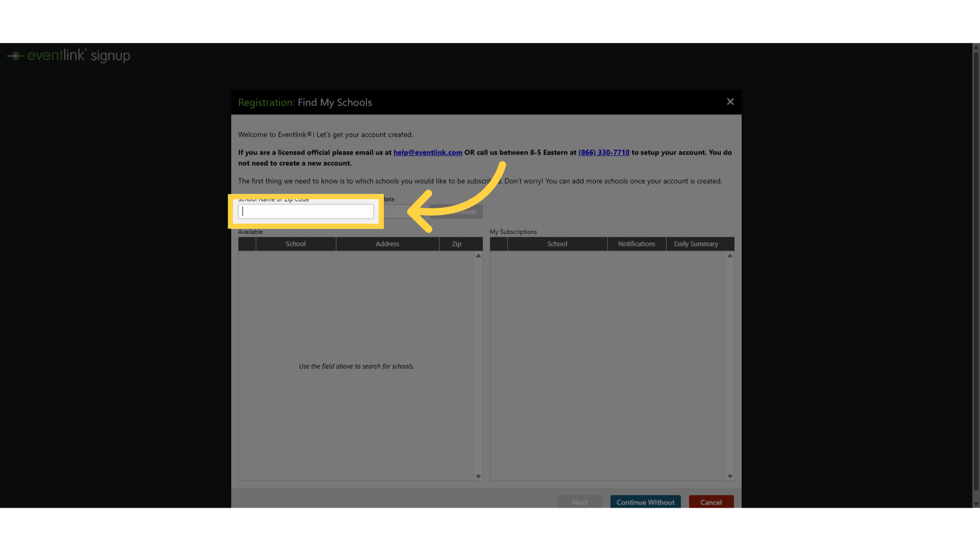 Click 'School Name or Zip Code '